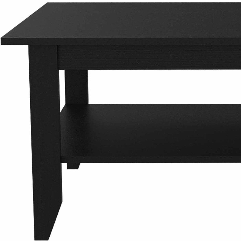 32" Black Coffee Table With Shelf-6