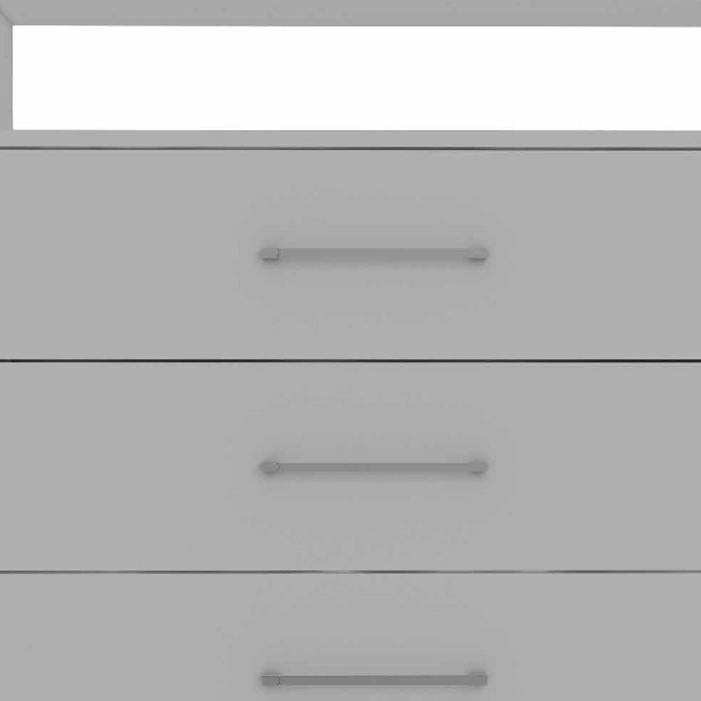 Modern White Four Drawer Dresser with Hutch-4