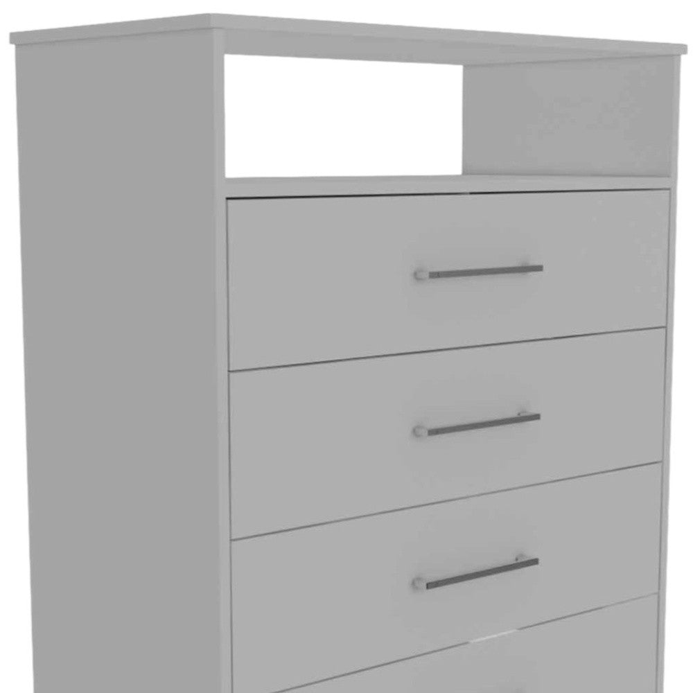 Modern White Four Drawer Dresser with Hutch-3