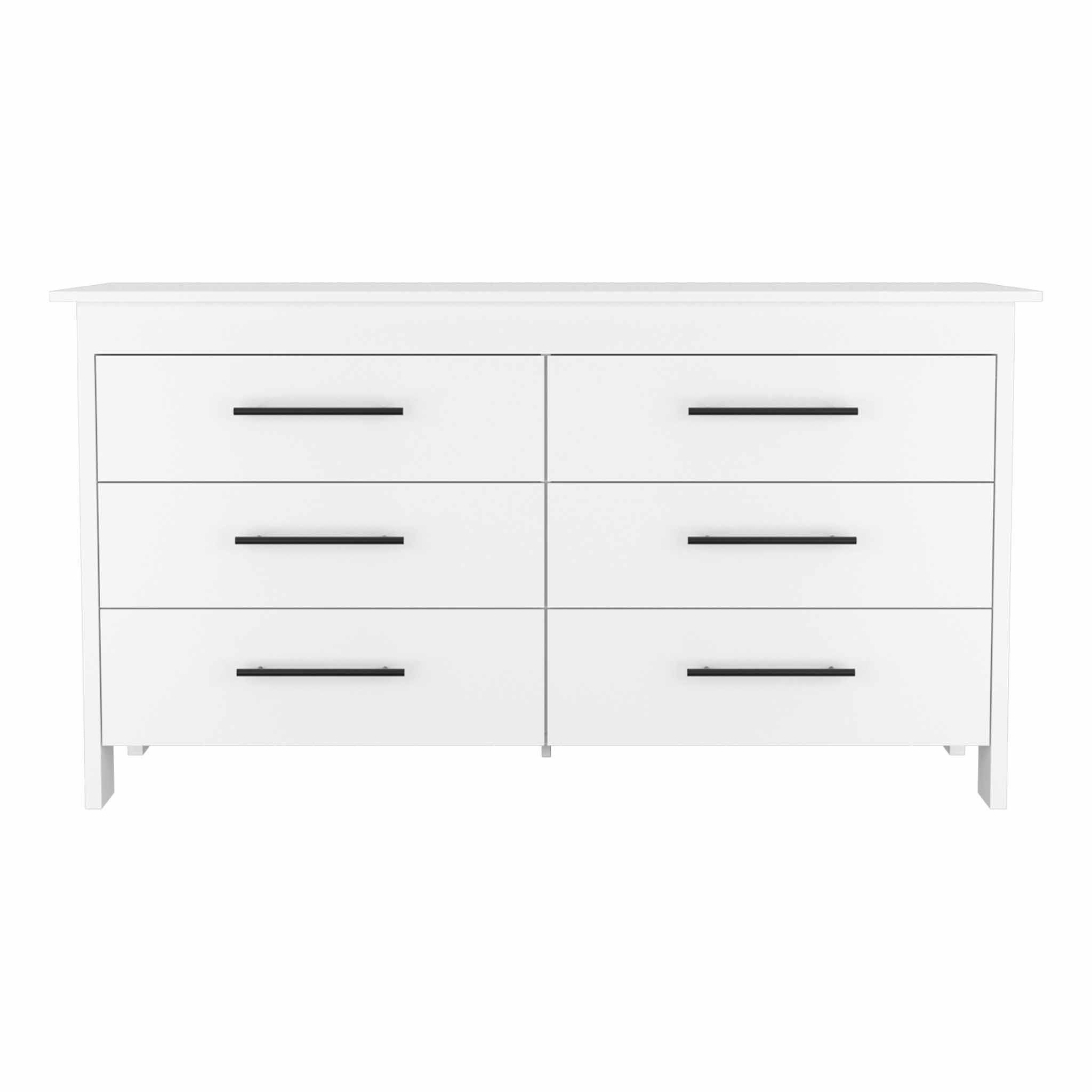 59" White Six Drawer Double Dresser-1