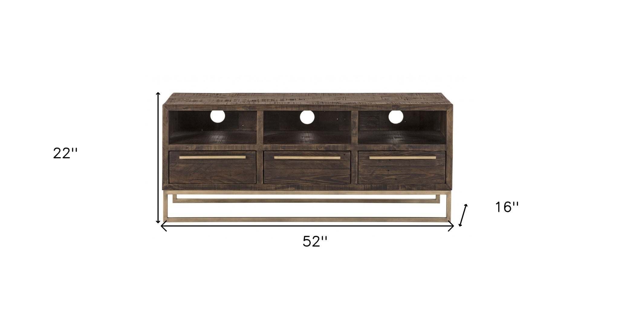52" Deep Taupe Reclaimed Pine And Plywood Open Shelving TV Stand-4