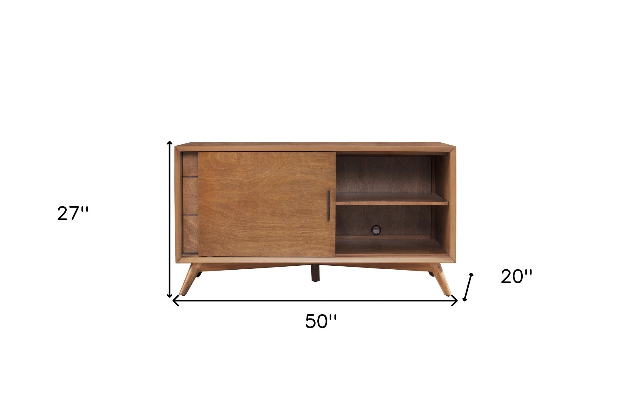 50" Mahogany Solid Wood Enclosed and Open Storage TV Stand-6