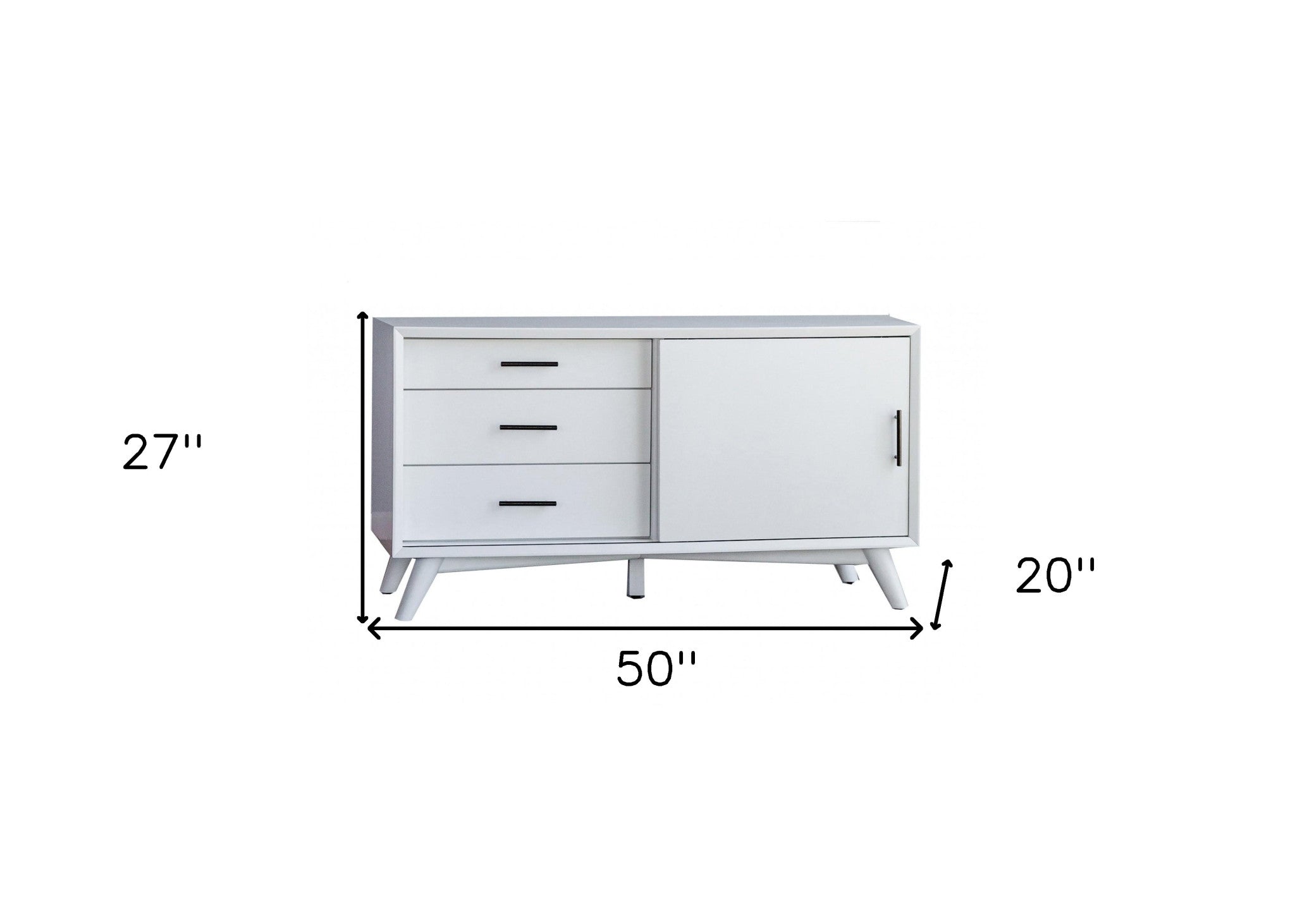 50" White Solid Wood Cabinet Enclosed Storage TV Stand-5