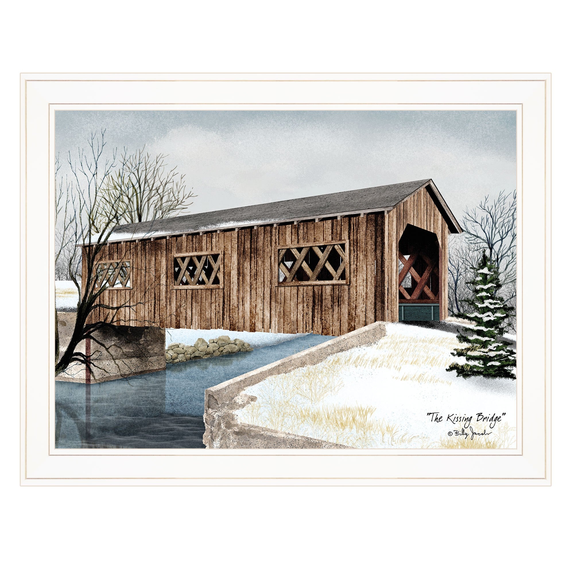 The Kissing Bridge 3 White Framed Print Wall Art-1