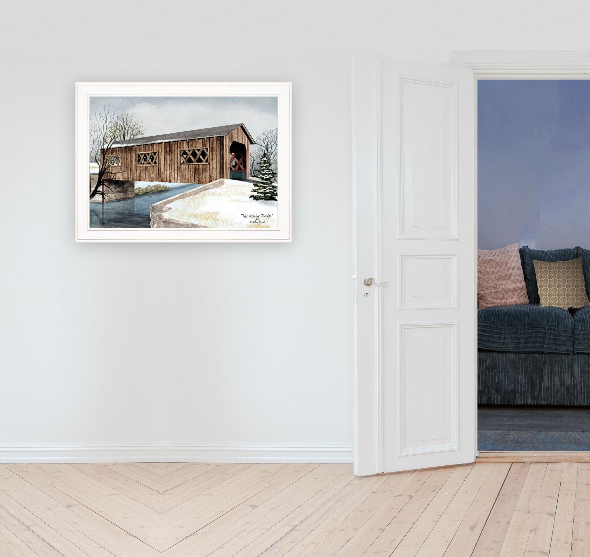 The Kissing Bridge 3 White Framed Print Wall Art-3