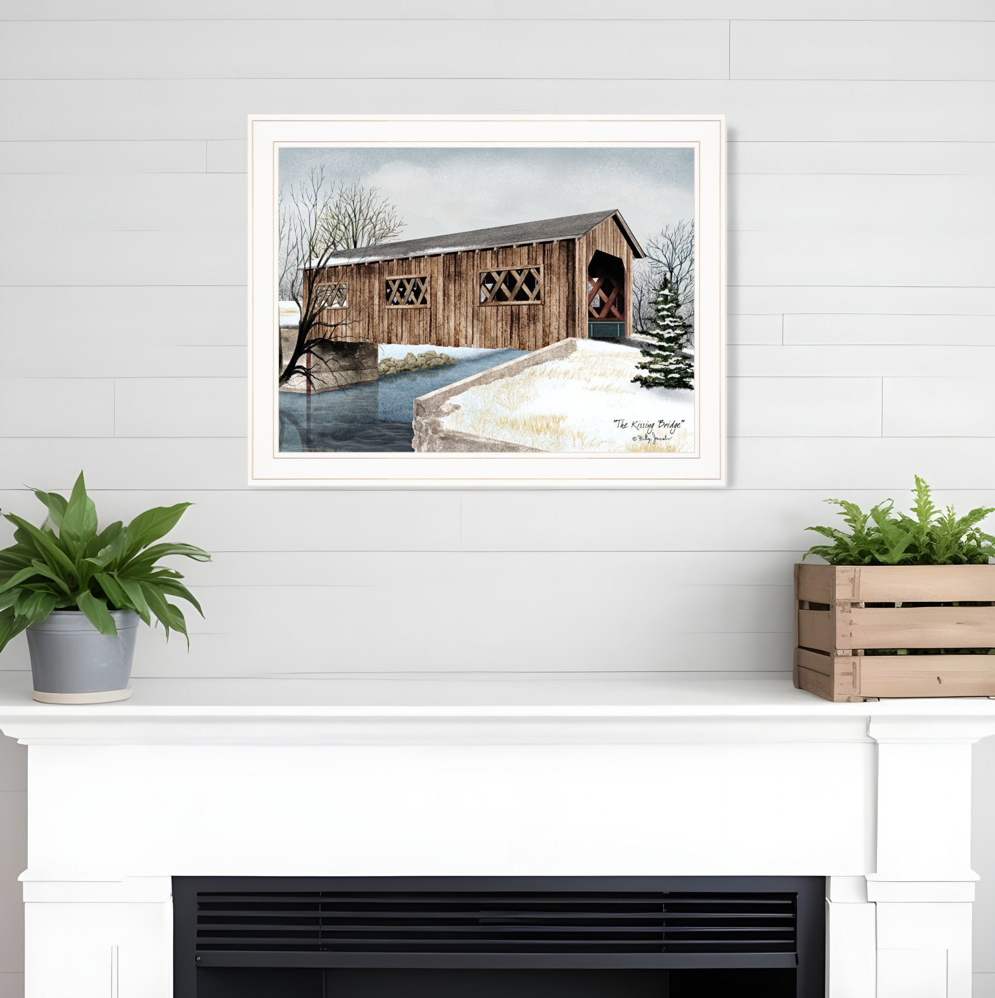 The Kissing Bridge 3 White Framed Print Wall Art-0