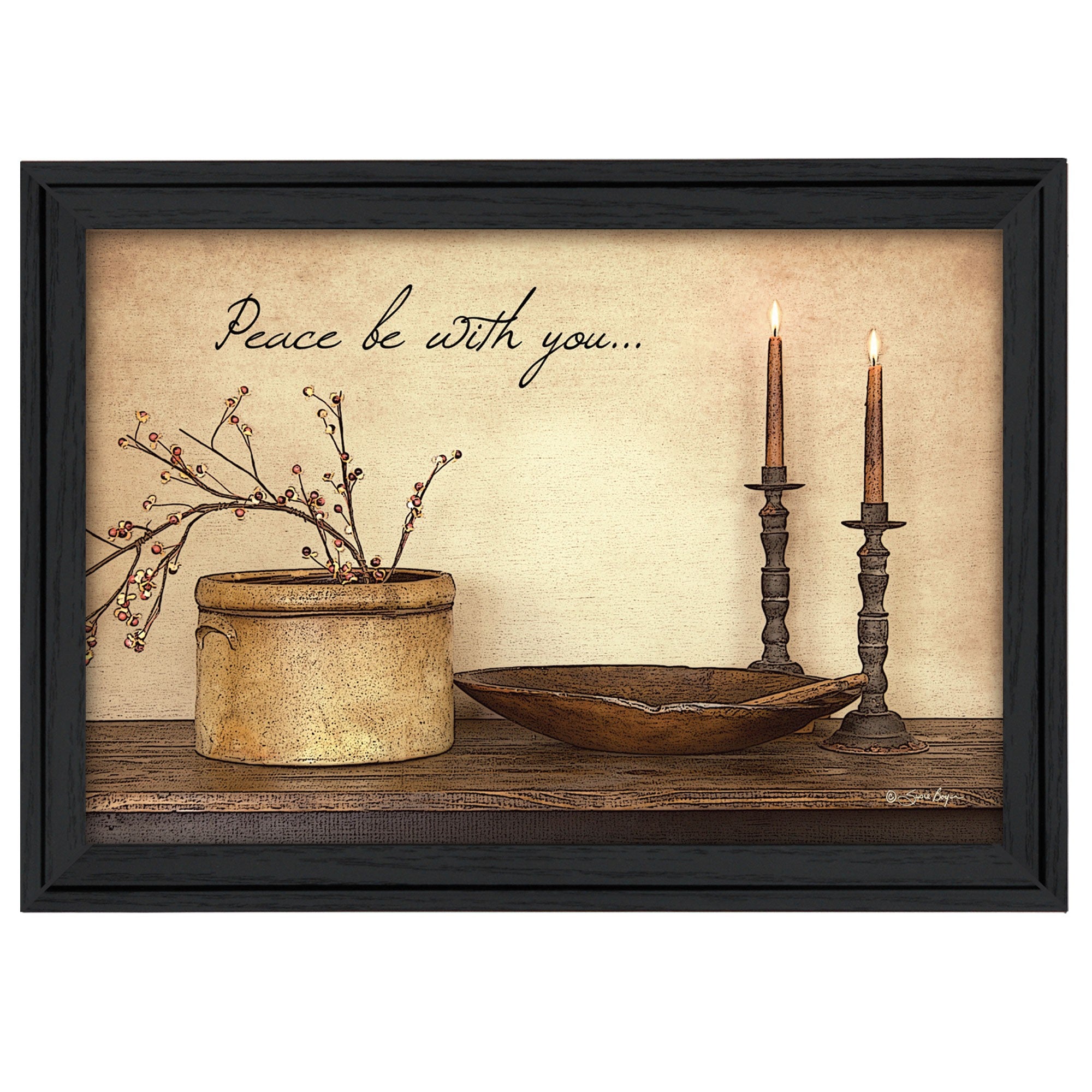 Peace Be with You 3 Black Framed Print Wall Art-1