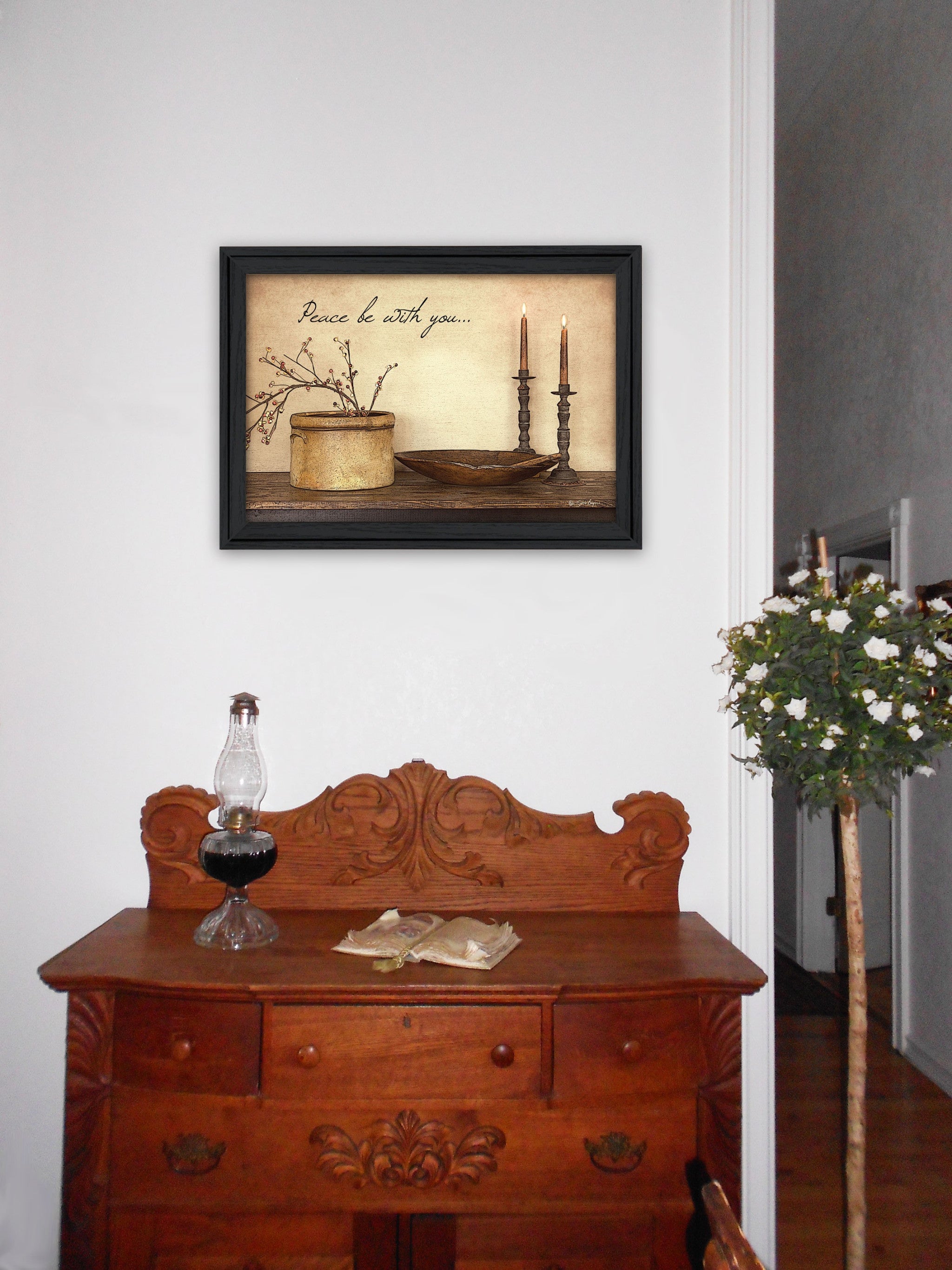 Peace Be with You 3 Black Framed Print Wall Art-7