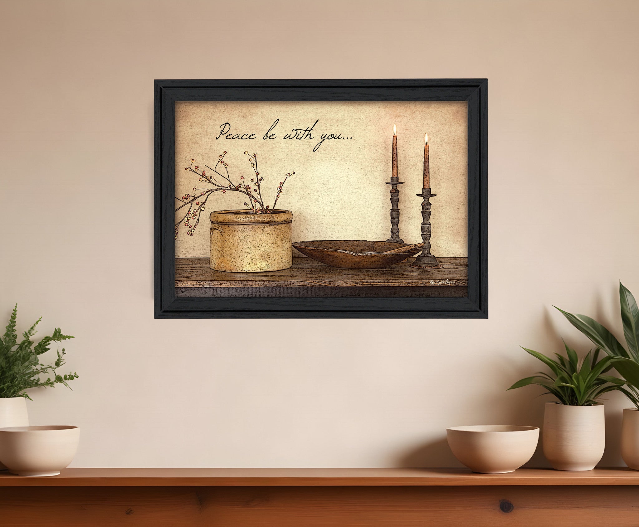 Peace Be with You 3 Black Framed Print Wall Art-0