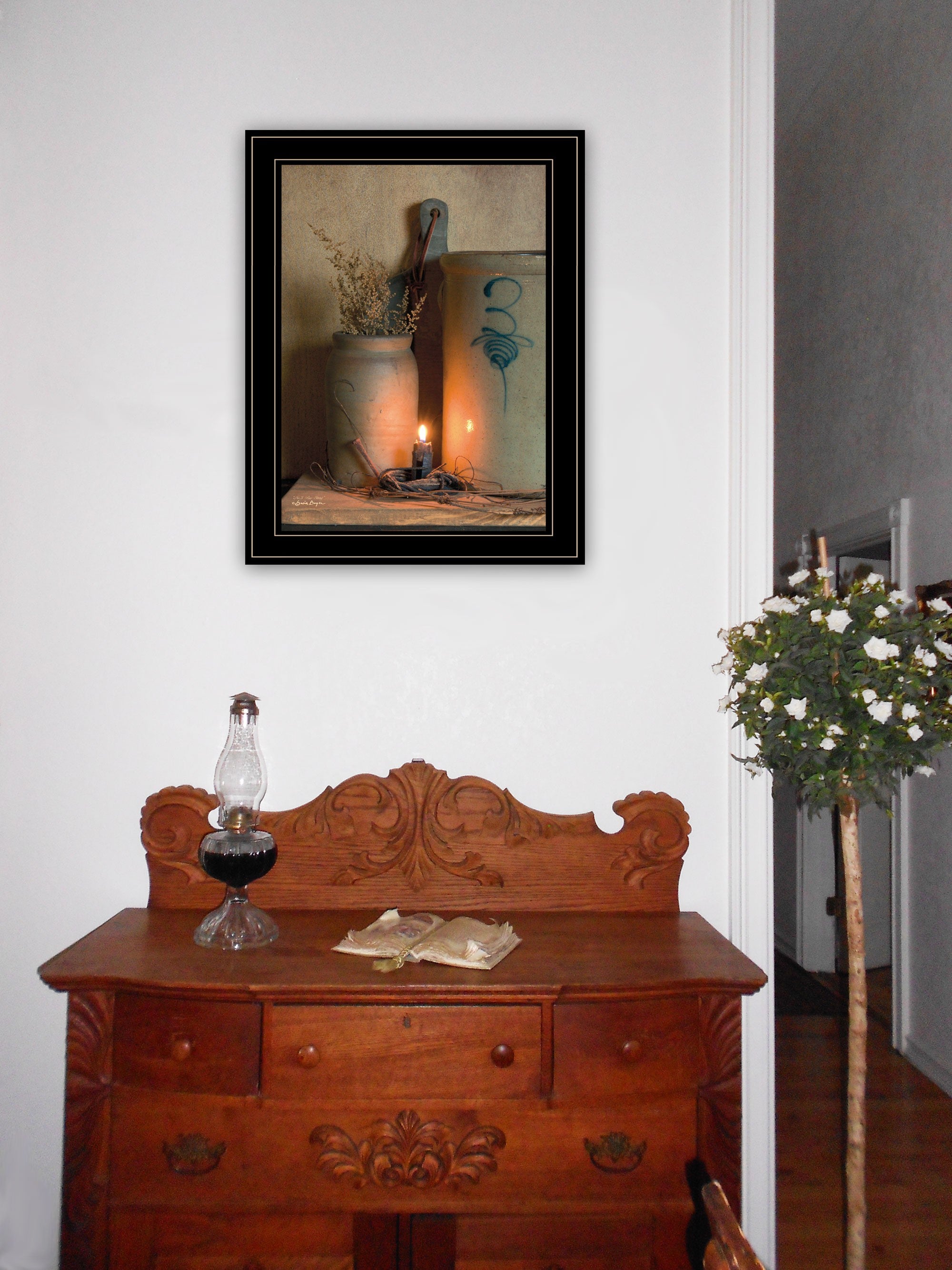 No 3 Bee Sting on a crock 2 Black Framed Print Wall Art-4