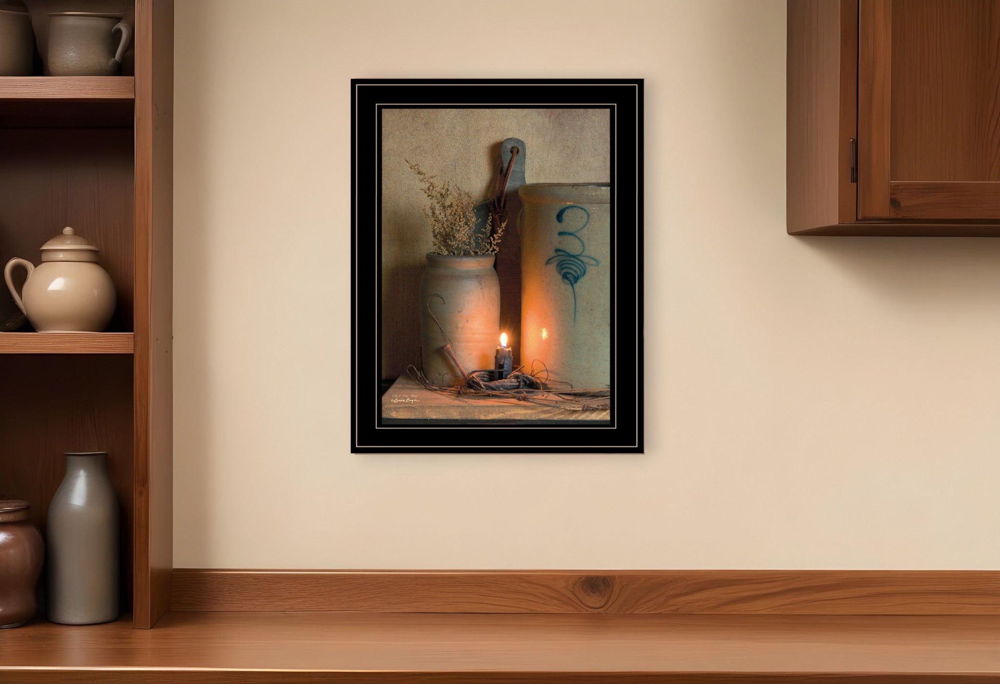 No 3 Bee Sting on a crock 2 Black Framed Print Wall Art-0