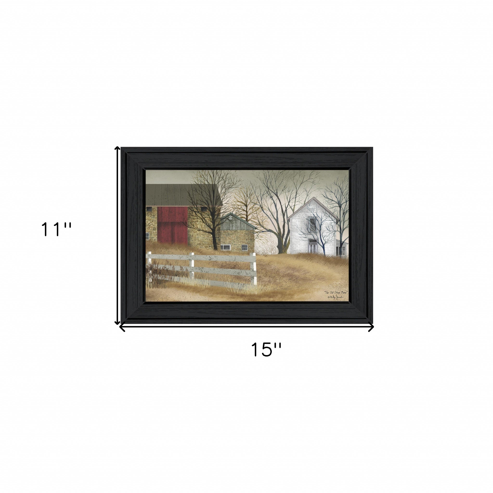 Old Stone Barn Black Framed Print Wall Art-4