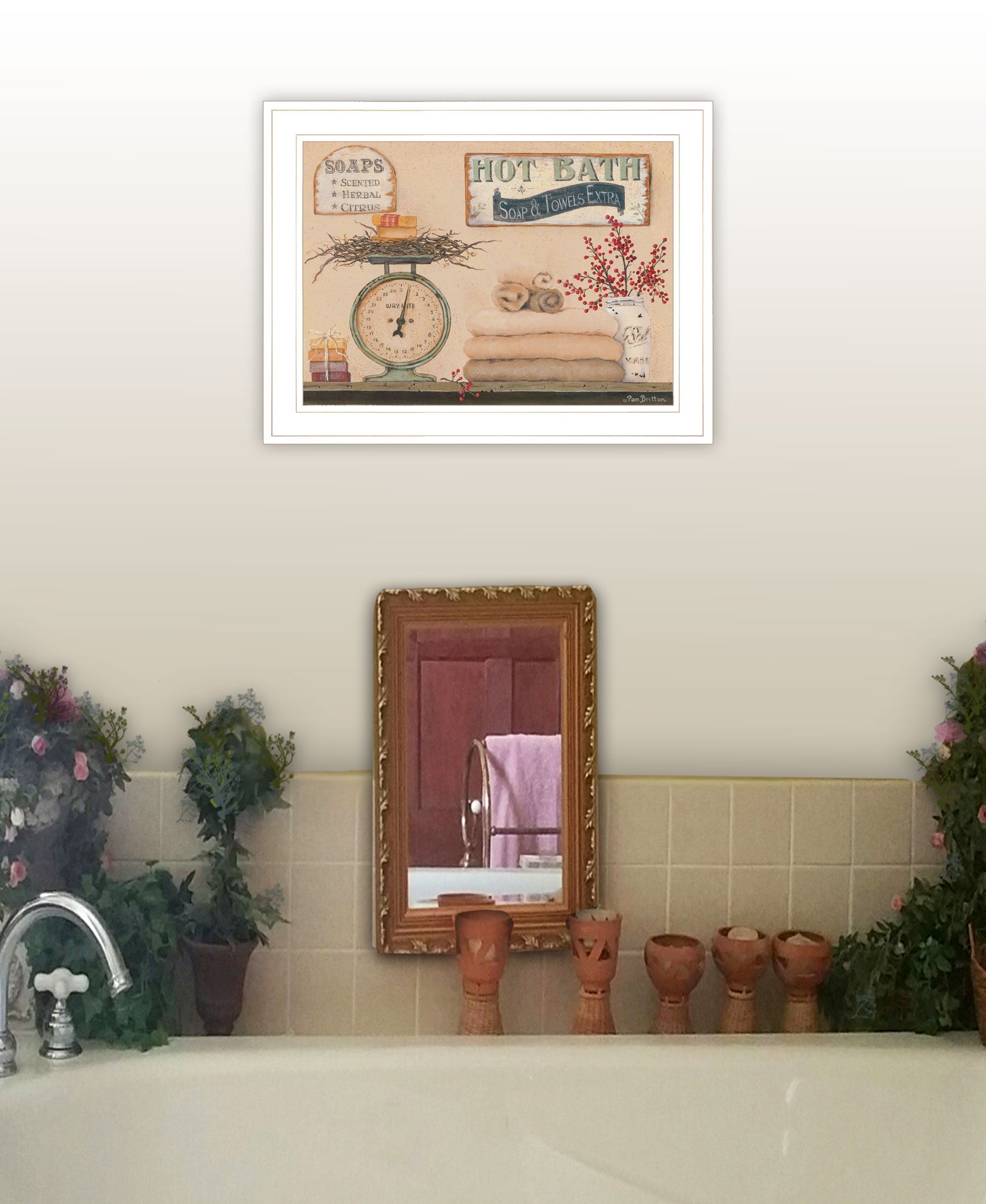 Hot Bath 16 White Framed Print Bathroom Wall Art-4