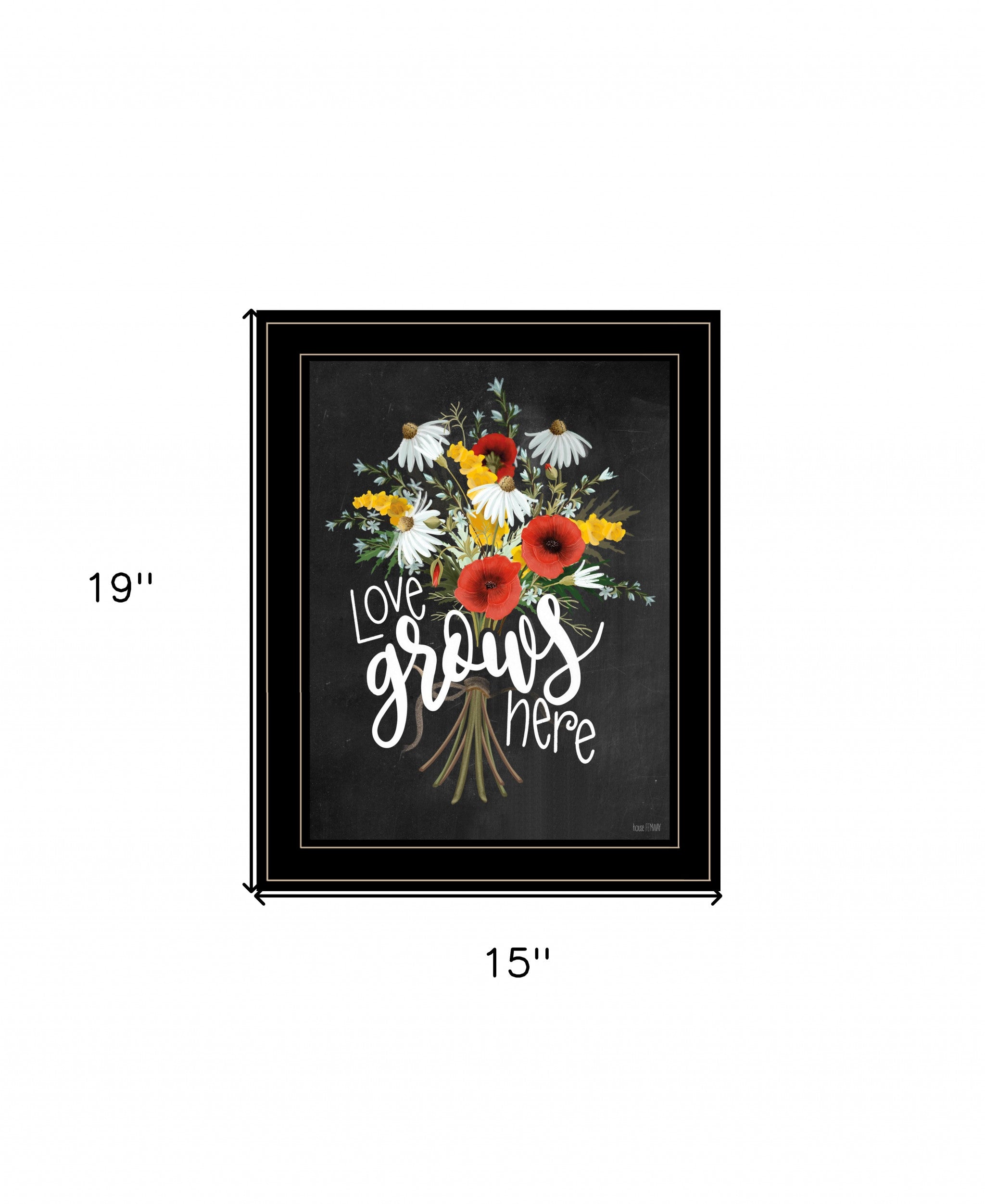Love Grows Here 7 Black Framed Print Wall Art-4