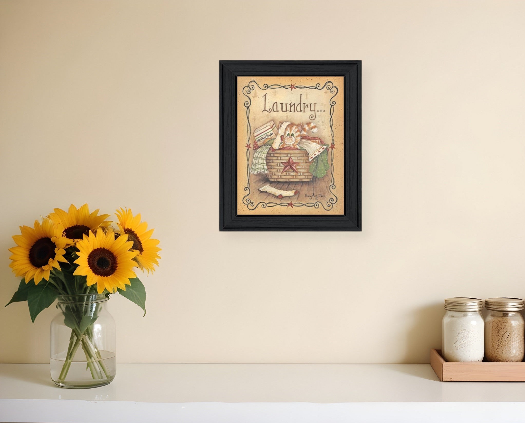 Laundry 1 Black Picture Frame Print Bathroom Wall Art-0