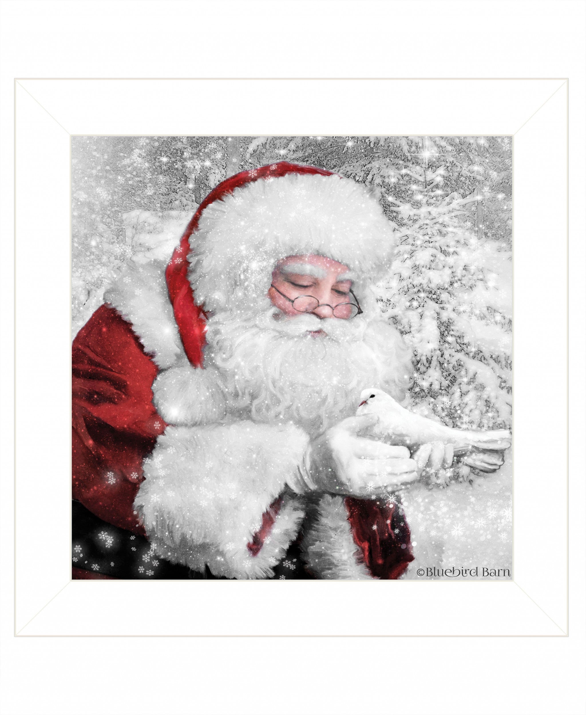 Santas Little Friends 2 White Framed Print Wall Art-1