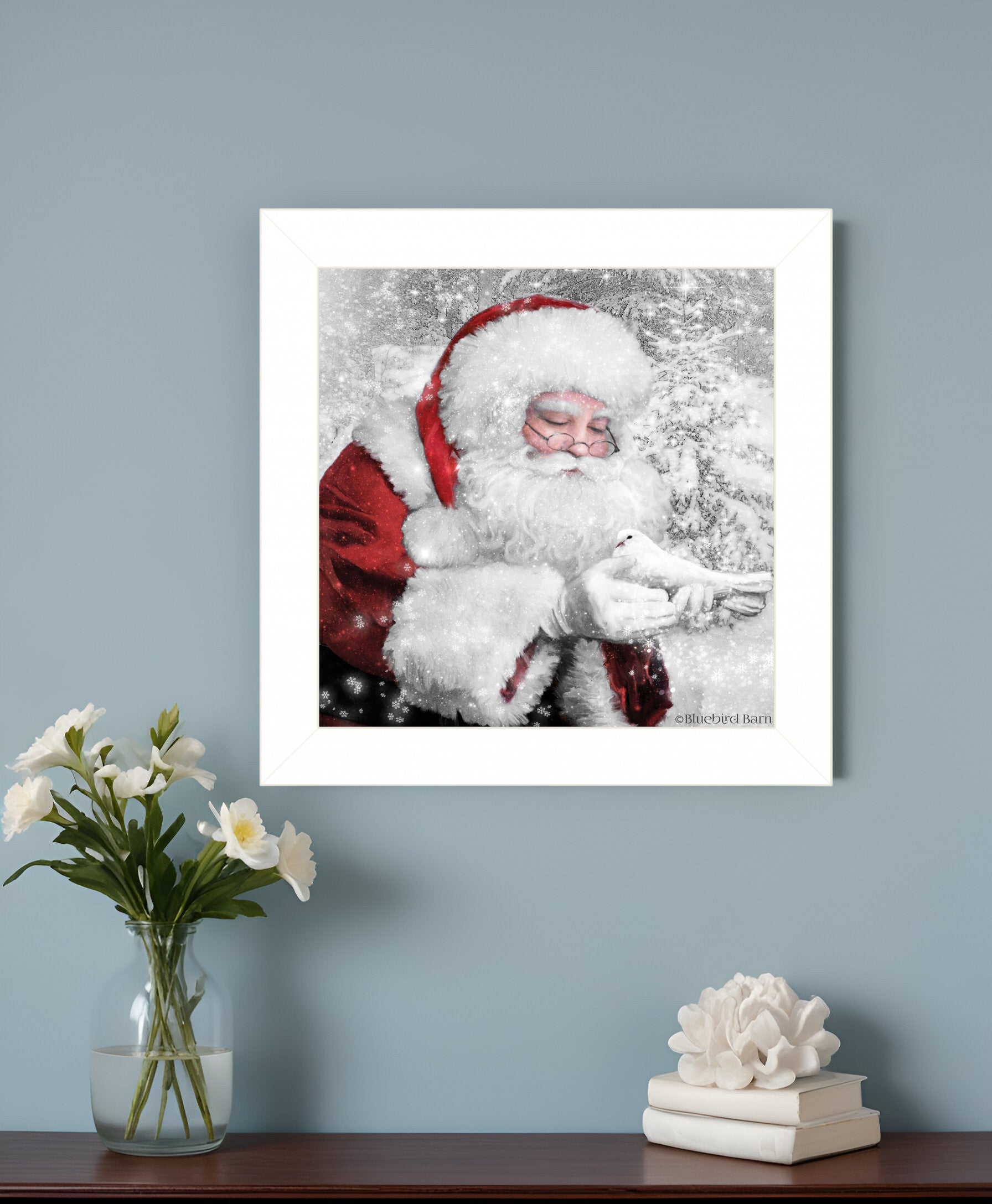 Santas Little Friends 2 White Framed Print Wall Art-0