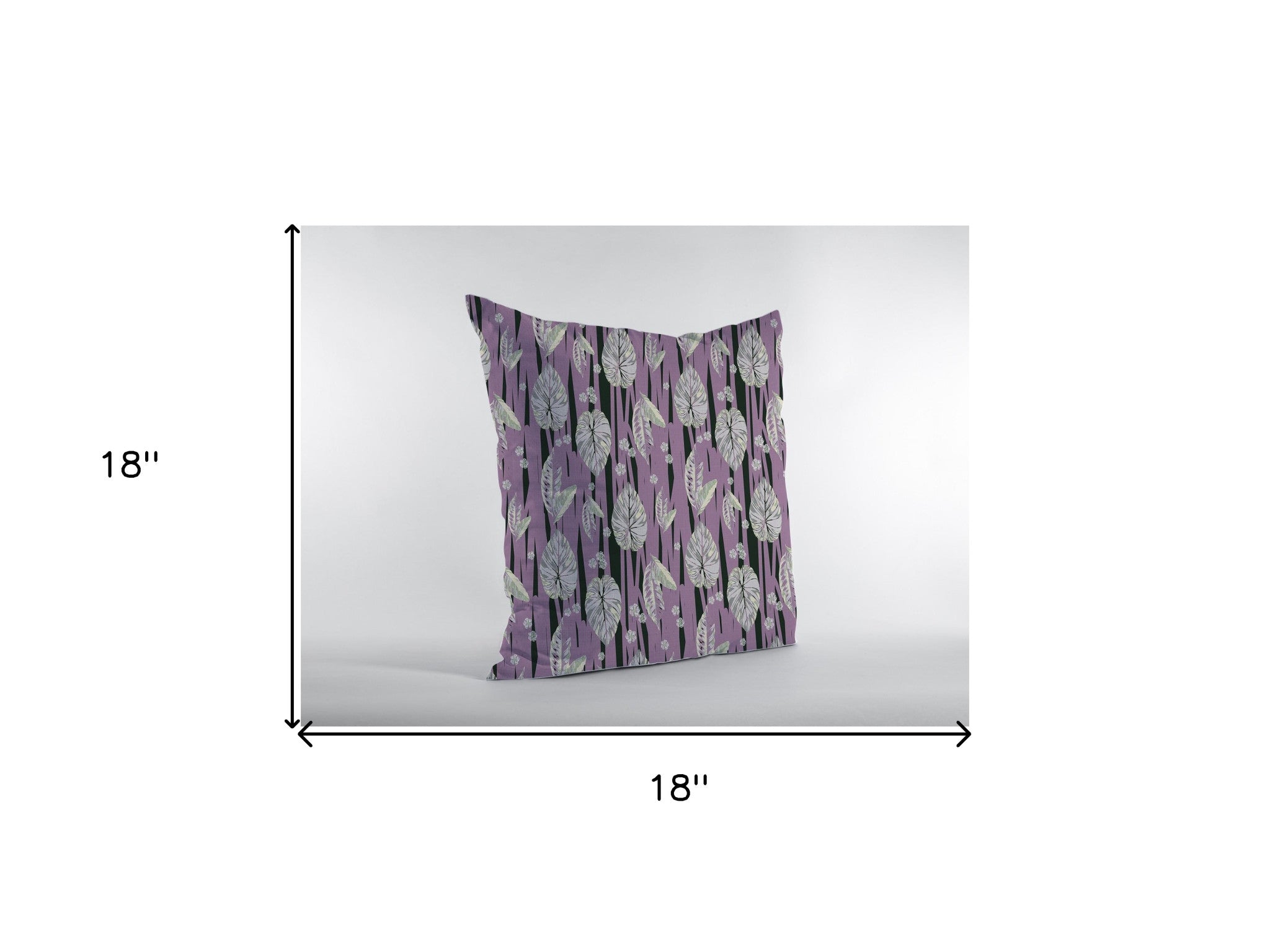 18” Lavender Black Fall Leaves Zippered Suede Throw Pillow-5