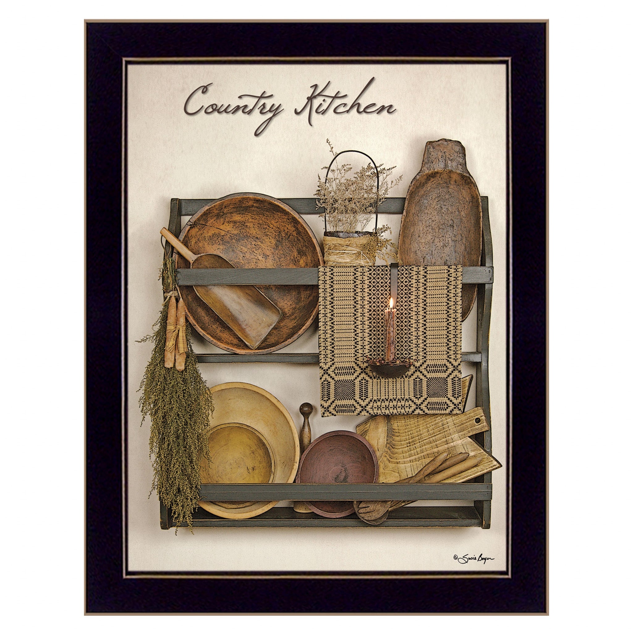Country Kitchen 8 Black Framed Print Kitchen Wall Art-1