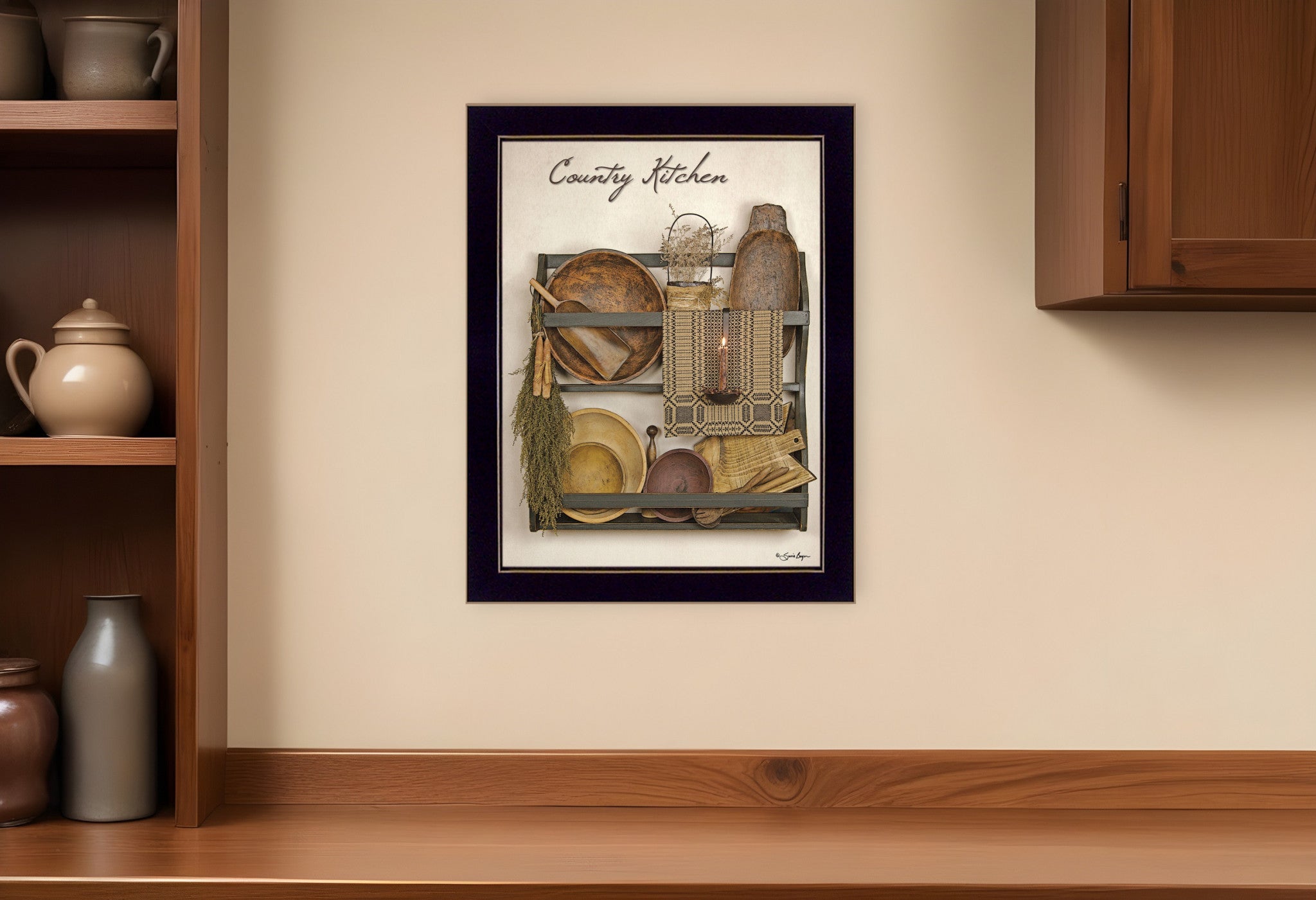 Country Kitchen 8 Black Framed Print Kitchen Wall Art-0