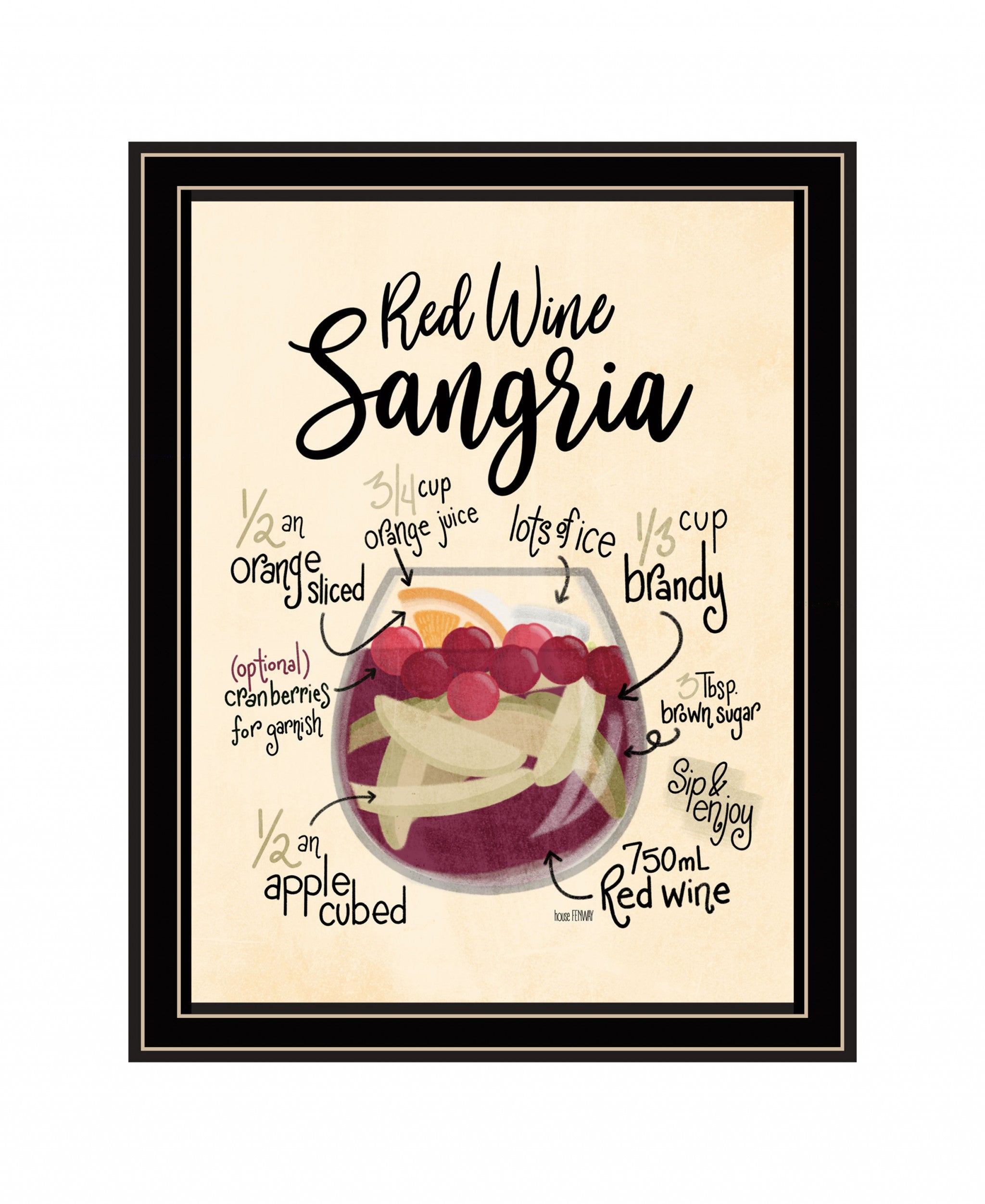 Red Wine Sangria 1 Black Framed Print Wall Art-1