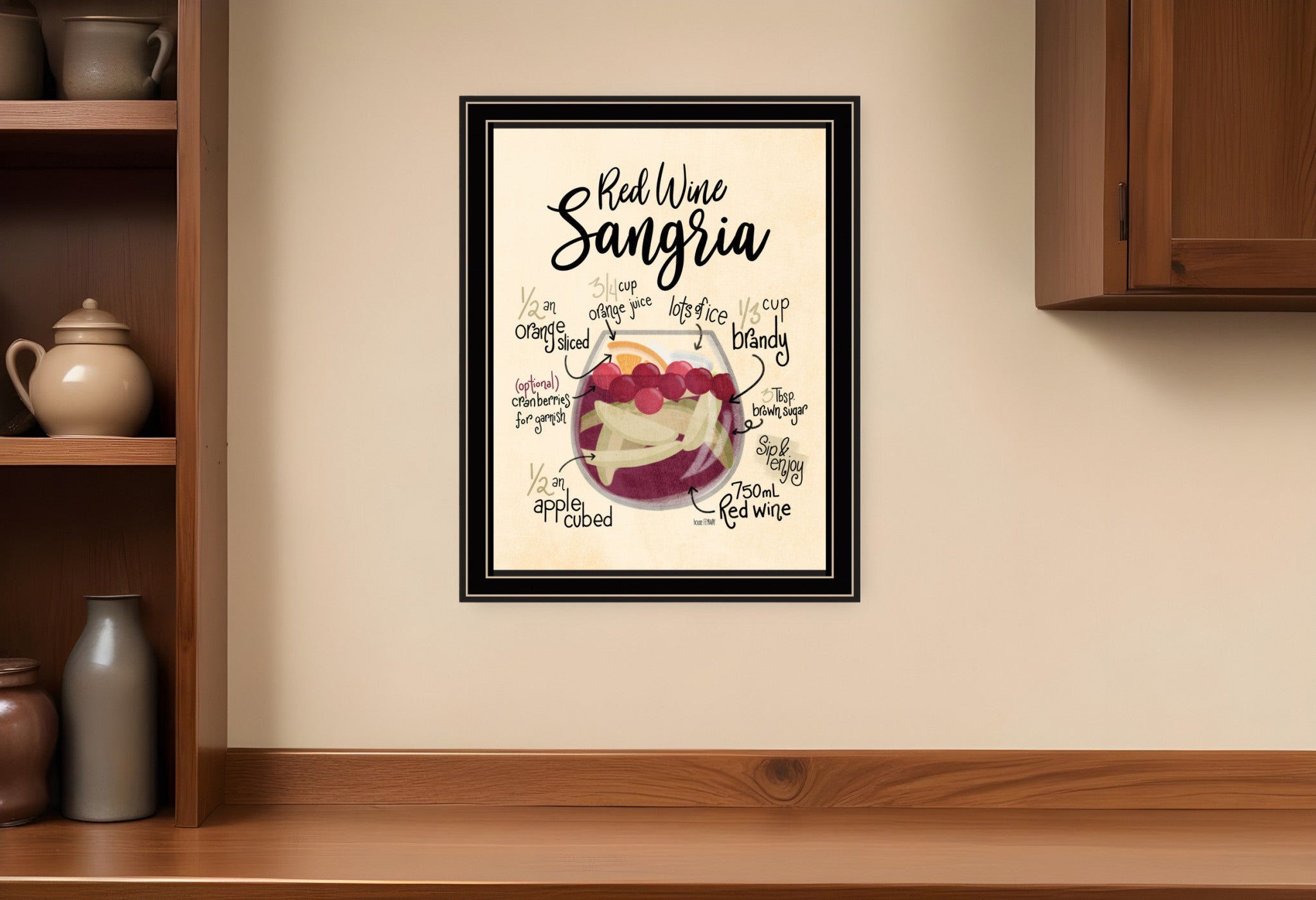 Red Wine Sangria 1 Black Framed Print Wall Art-0
