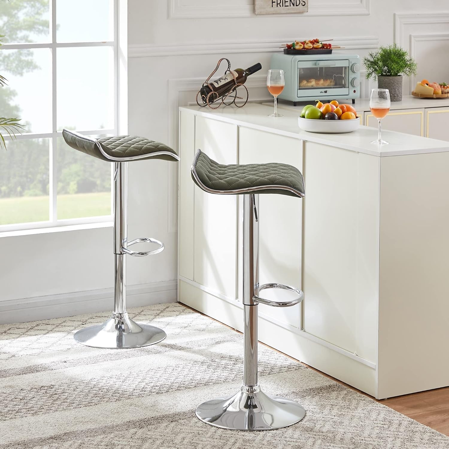 Adjustable Bar Stools Set of 2, Bar Height Stools for Kitchen Counter-1
