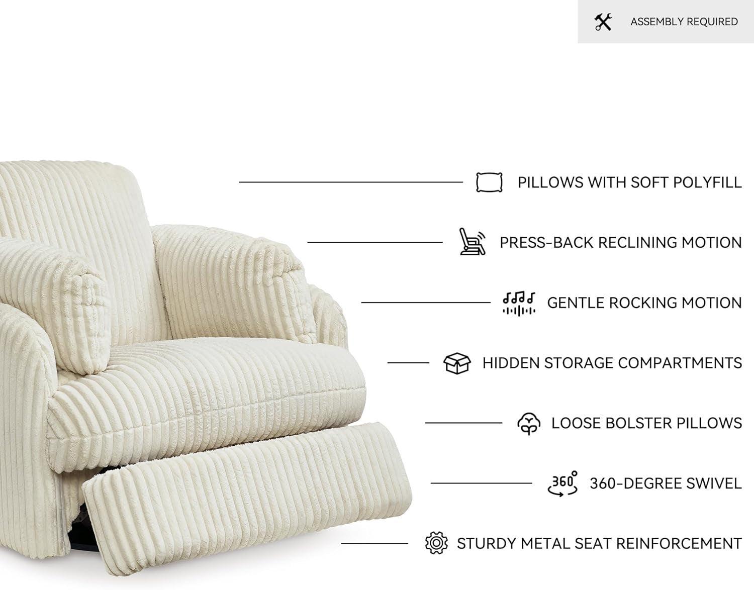 Cozy Contemporary Swivel Glider Rocker Recliner White-3