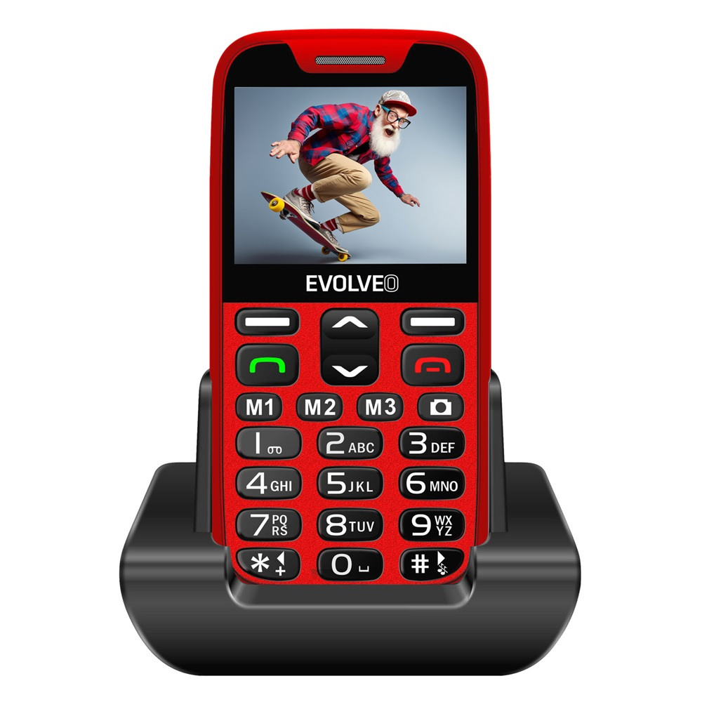EVOLVEO EasyPhone XR, mobilní telefon pro seniory s nabíjecím stojánkem, červená (SGM EP-601-XR-RD)-0