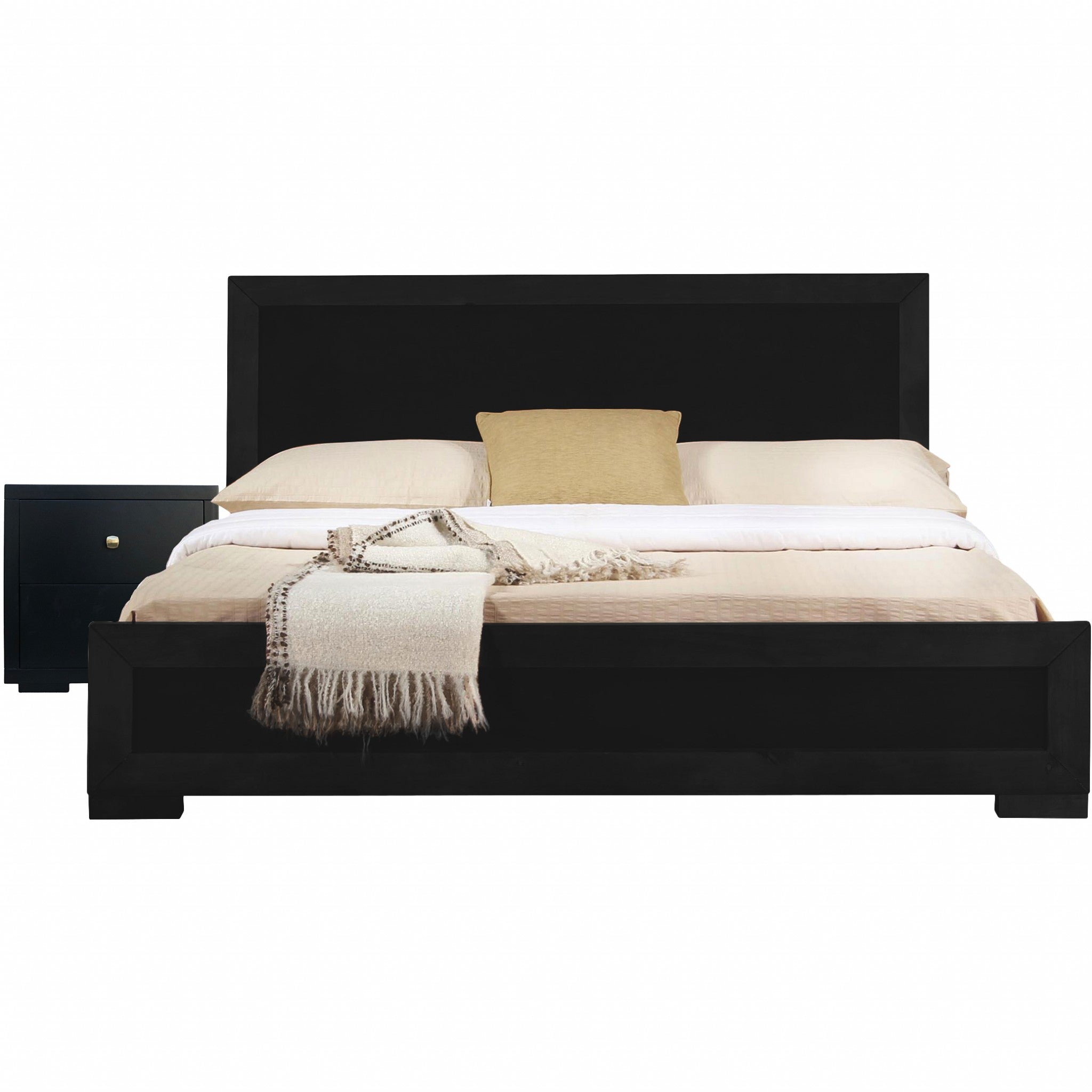Black Solid Wood Full With Yes Bed Frame-0