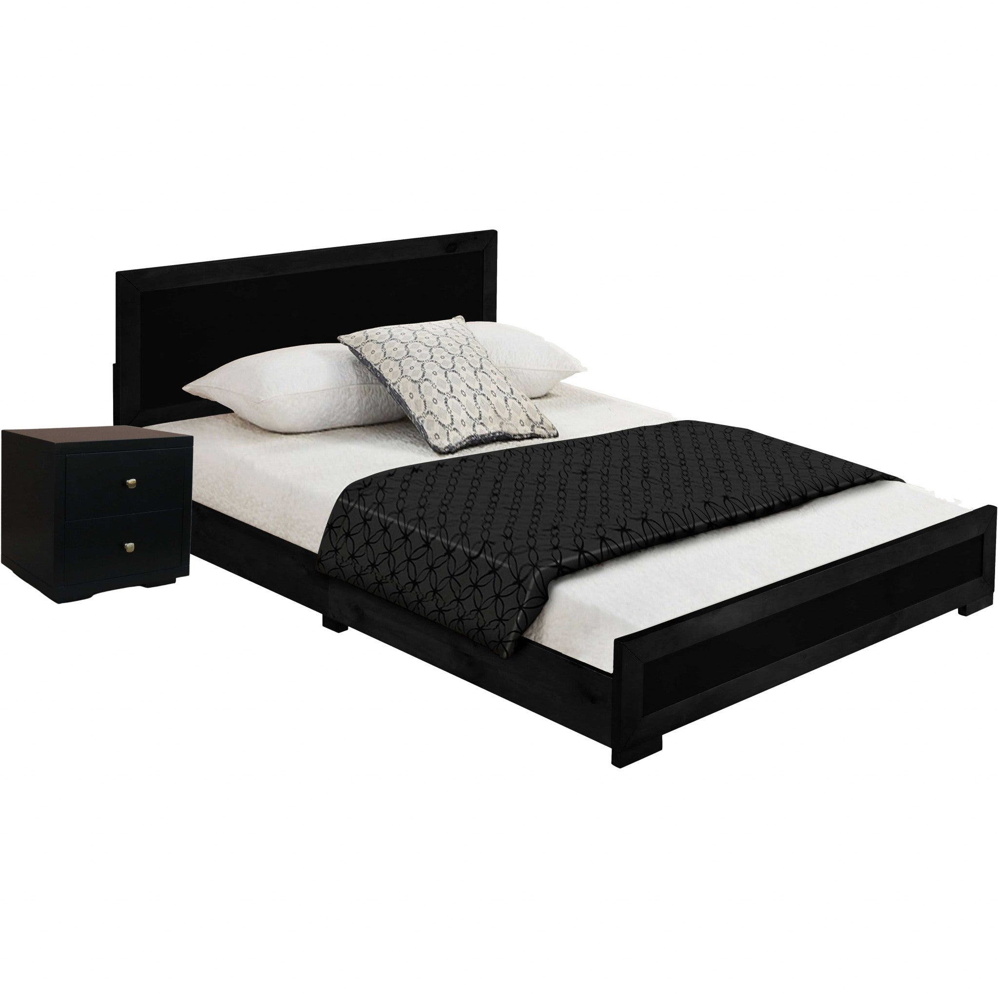 Black Solid Wood Full With Yes Bed Frame-1