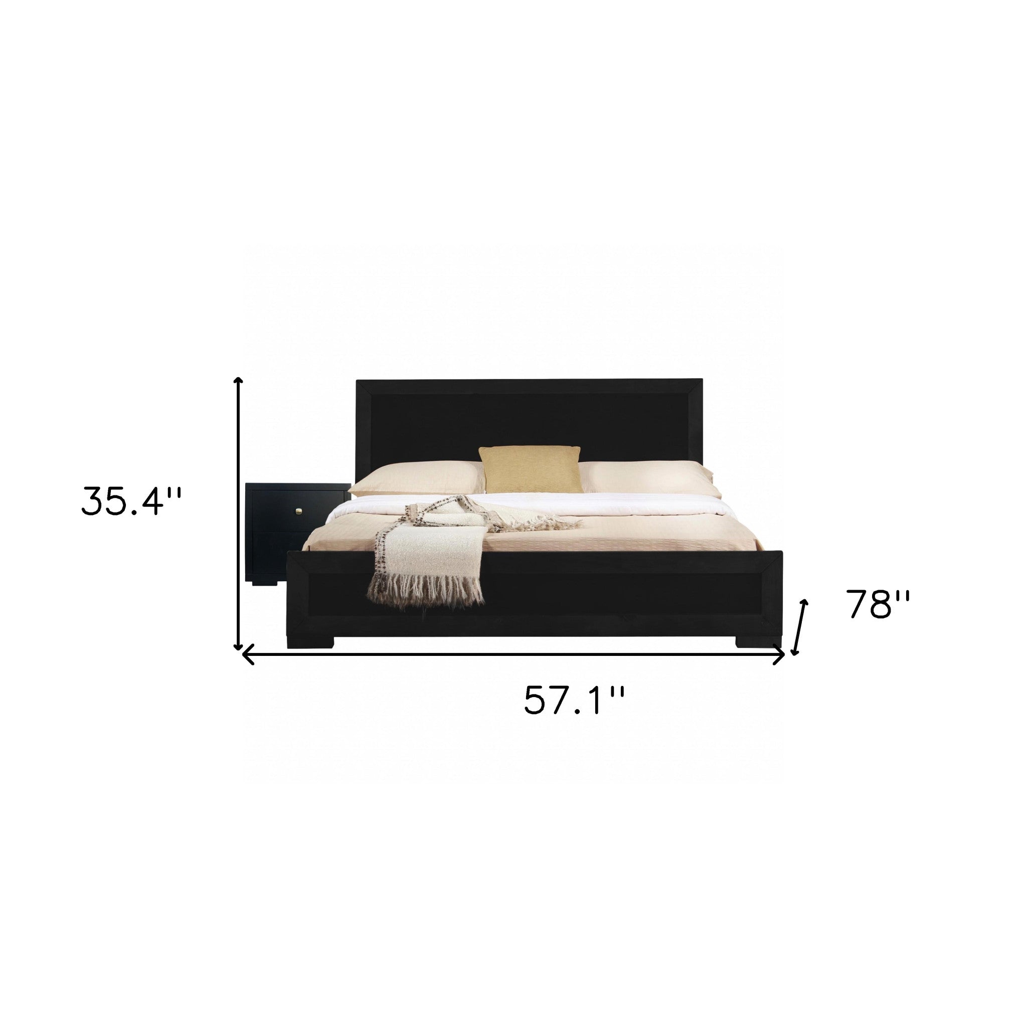 Black Solid Wood Full With Yes Bed Frame-8