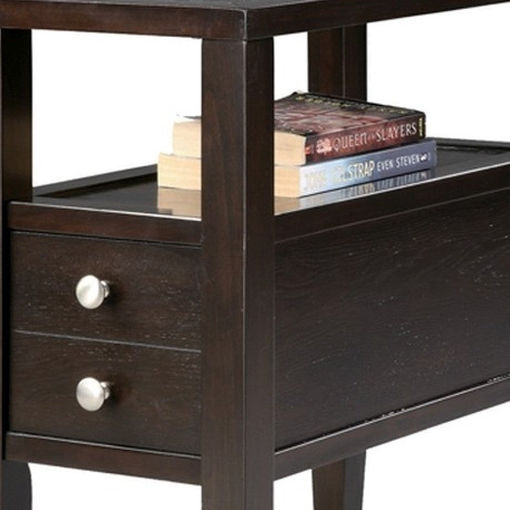 24" Brown End Table With Two Drawers-6