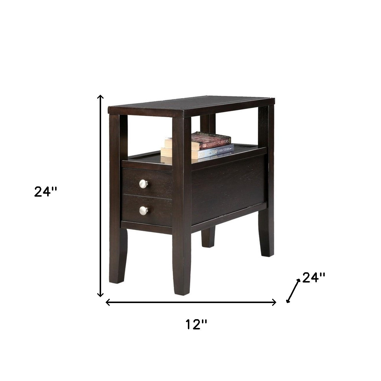 24" Brown End Table With Two Drawers-7