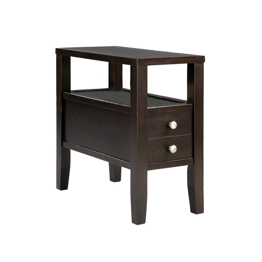 24" Brown End Table With Two Drawers-3