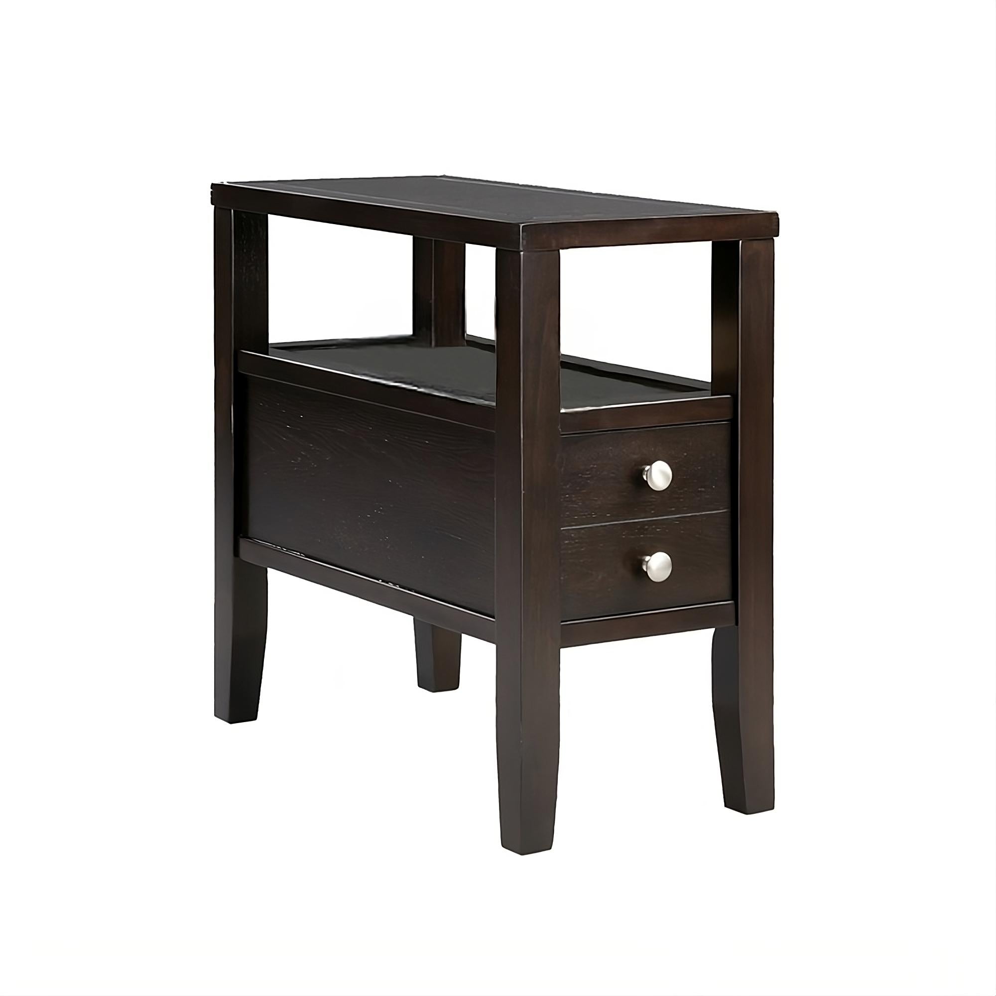 24" Brown End Table With Two Drawers-4