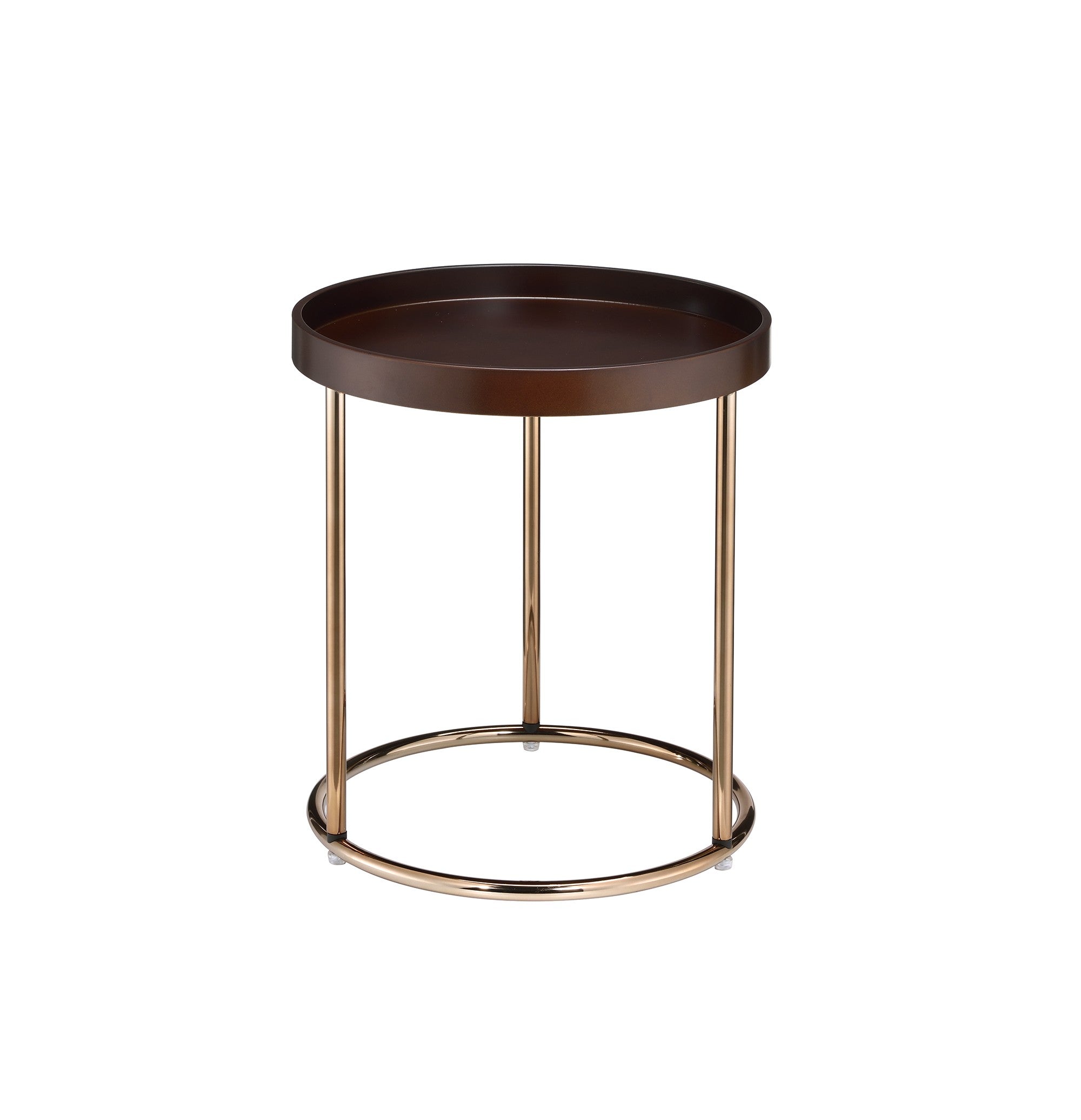 22" Copper And Brown Round End Table-0