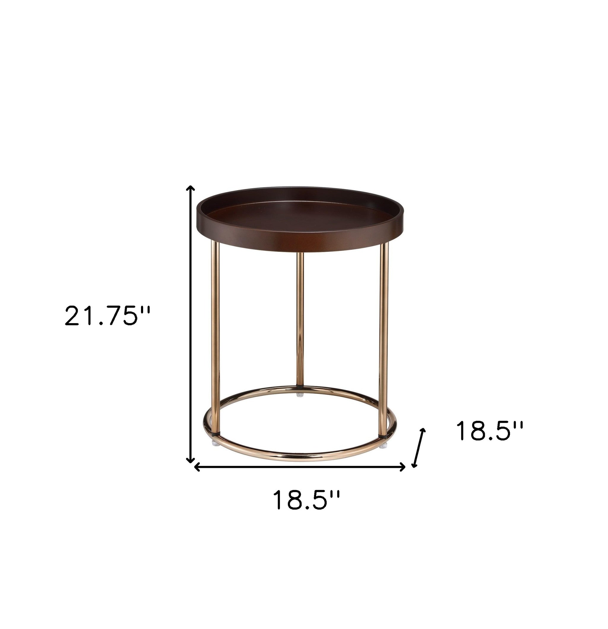 22" Copper And Brown Round End Table-8