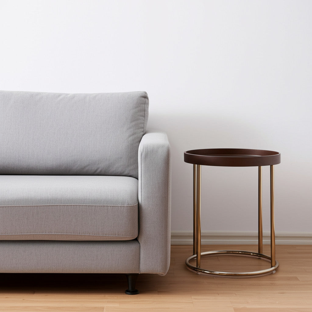 22" Copper And Brown Round End Table-1