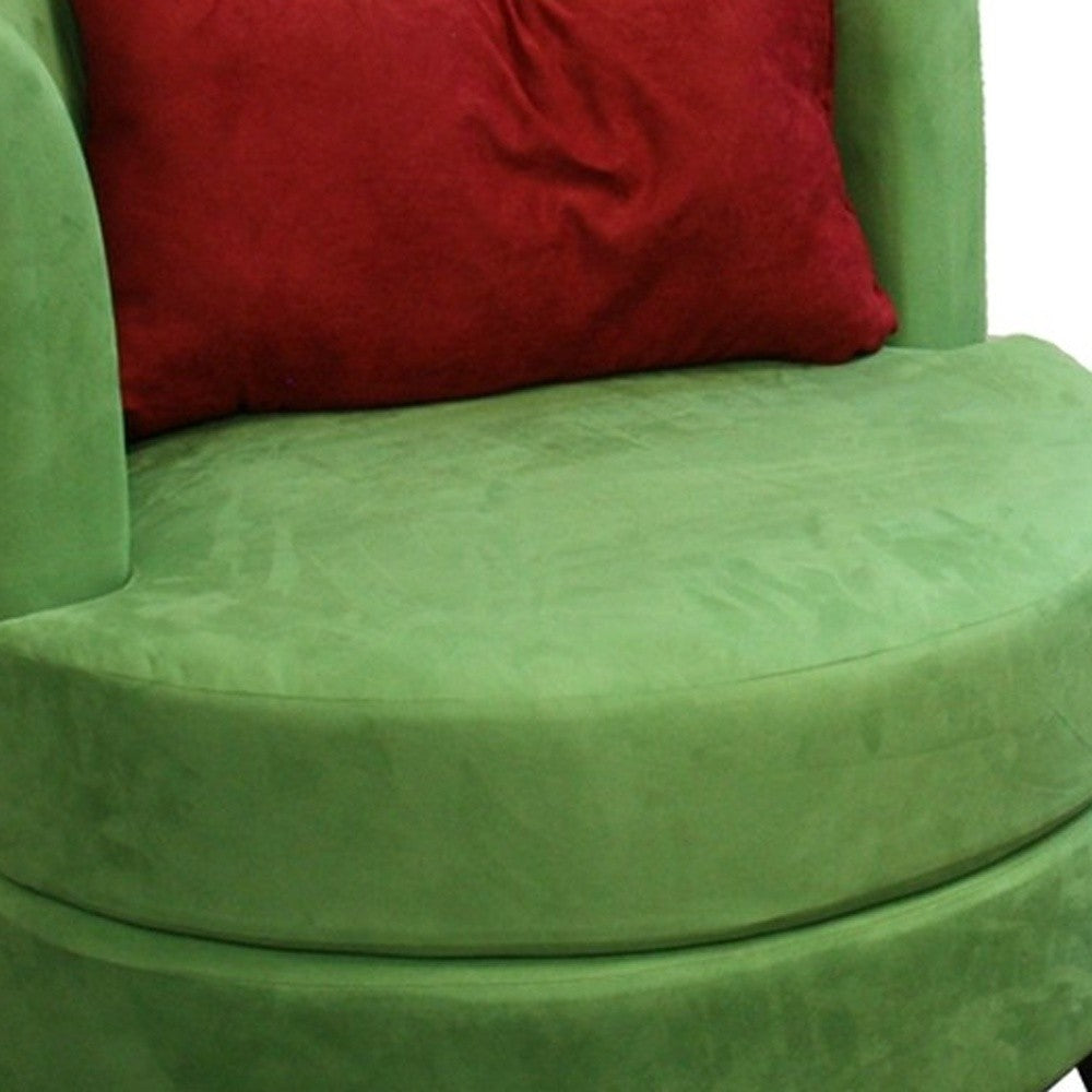 32" Green and Black Microfiber Side Chair And Toss Pillow-4
