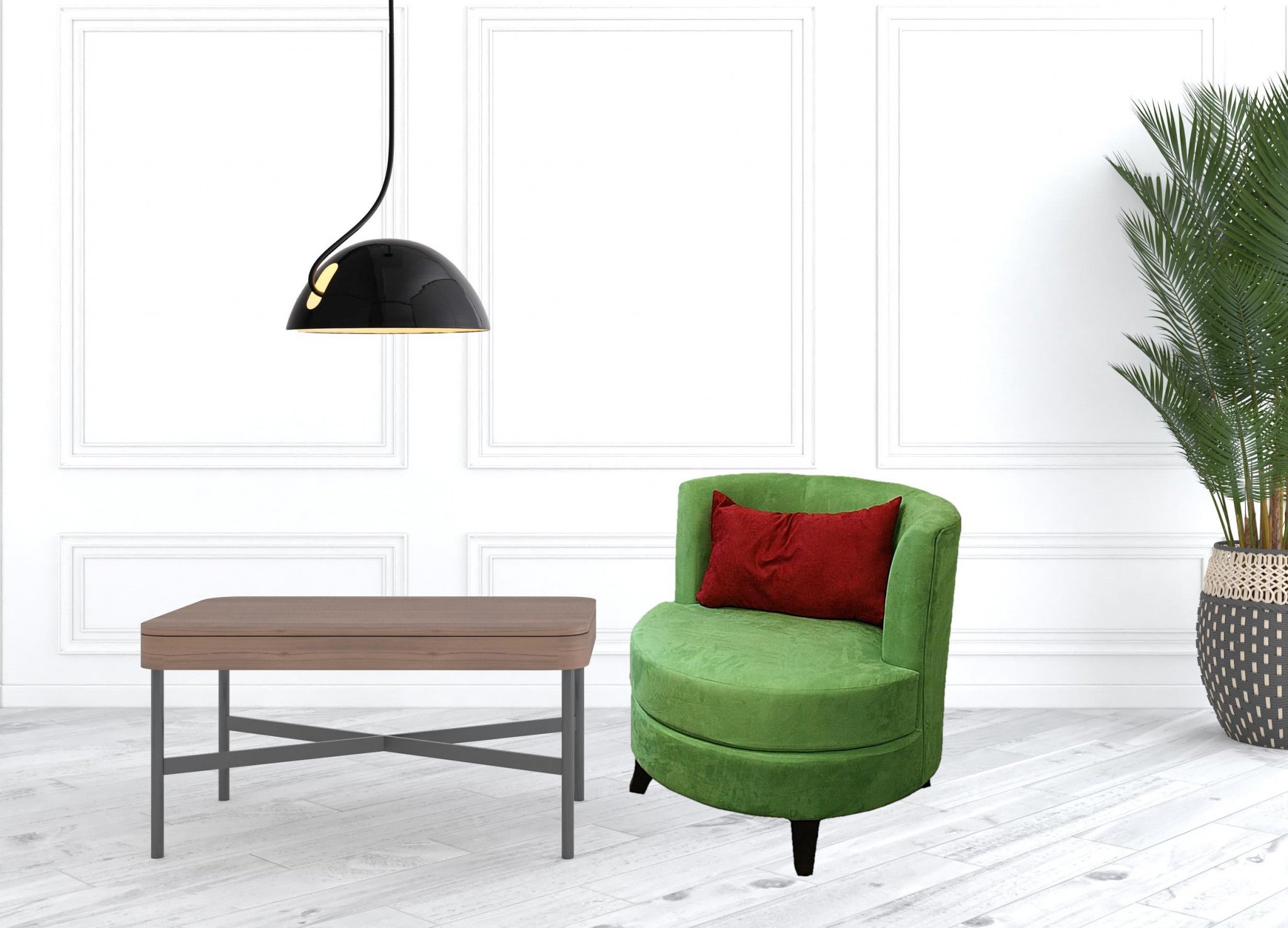 32" Green and Black Microfiber Side Chair And Toss Pillow-3