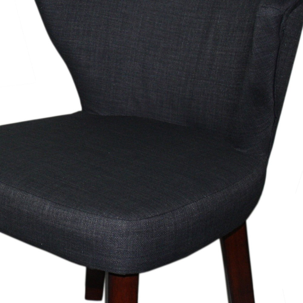 31" Dark Charcoal Grey and Black Wooden Curve Back Dining or Accent Chair-3