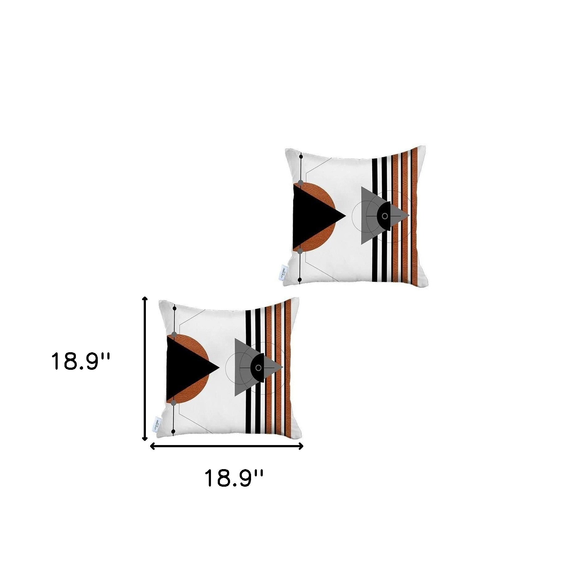 Set Of Two 18" X 18" Gray Black White And Red Abstract Zippered Handmade Polyester Throw Pillow-6