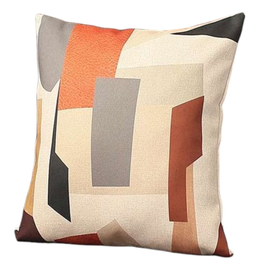 Set Of Two 18" X 18" Gray Black White Red And Brown Polyester Abstract Zippered Pillow-1
