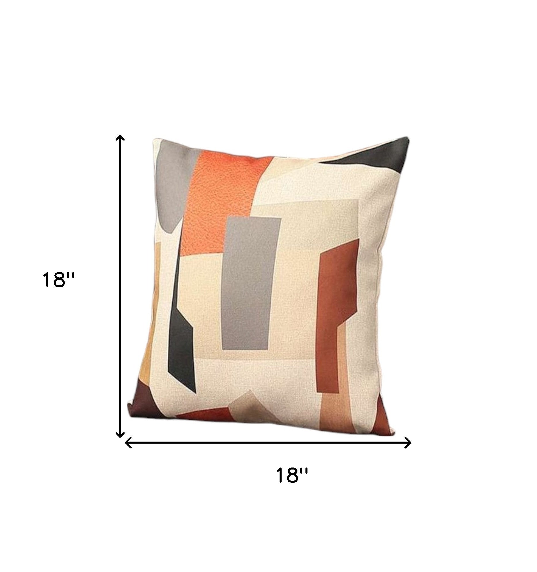 Set Of Two 18" X 18" Gray Black White Red And Brown Polyester Abstract Zippered Pillow-3