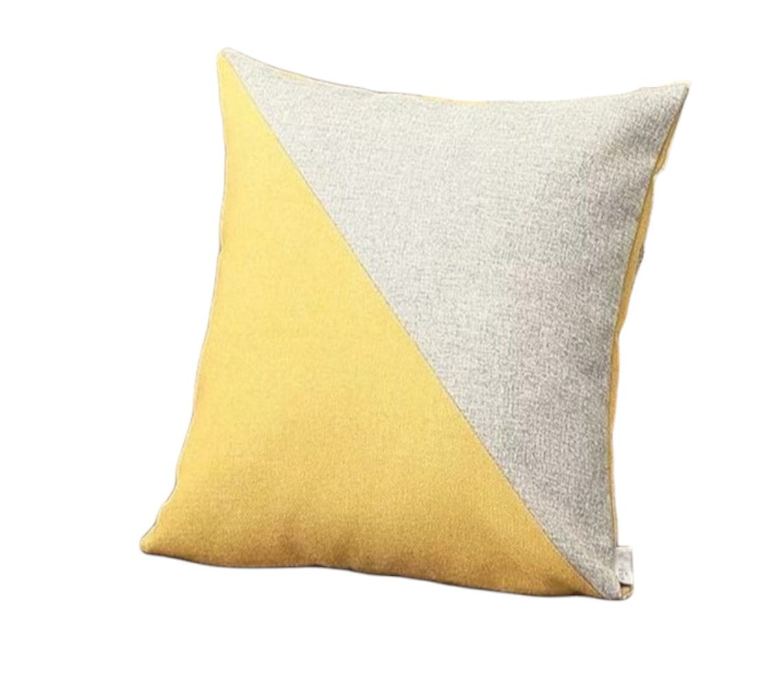 Set of Four 18" Yellow and Gray Color Block Fabric Throw Pillows-2