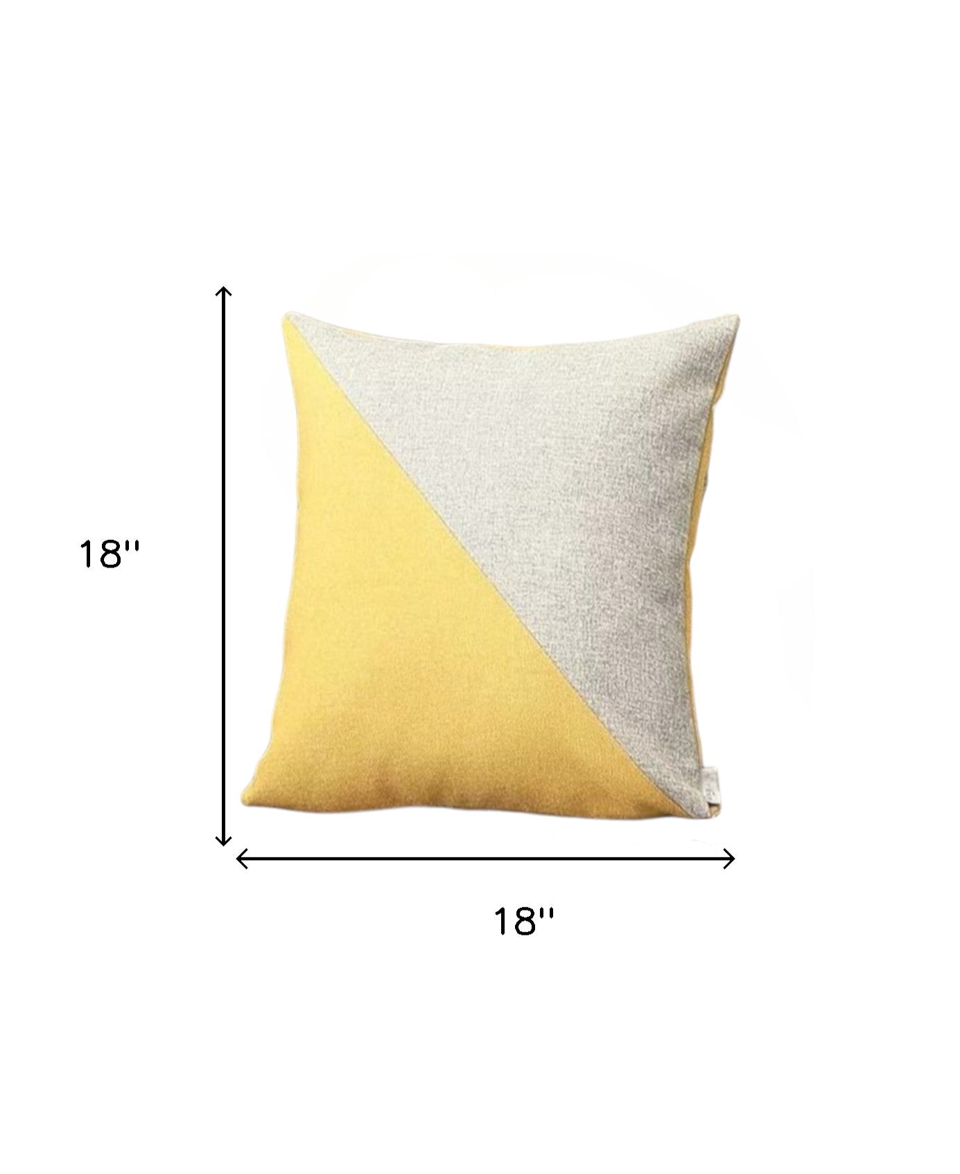 Set of Four 18" Yellow and Gray Color Block Fabric Throw Pillows-3