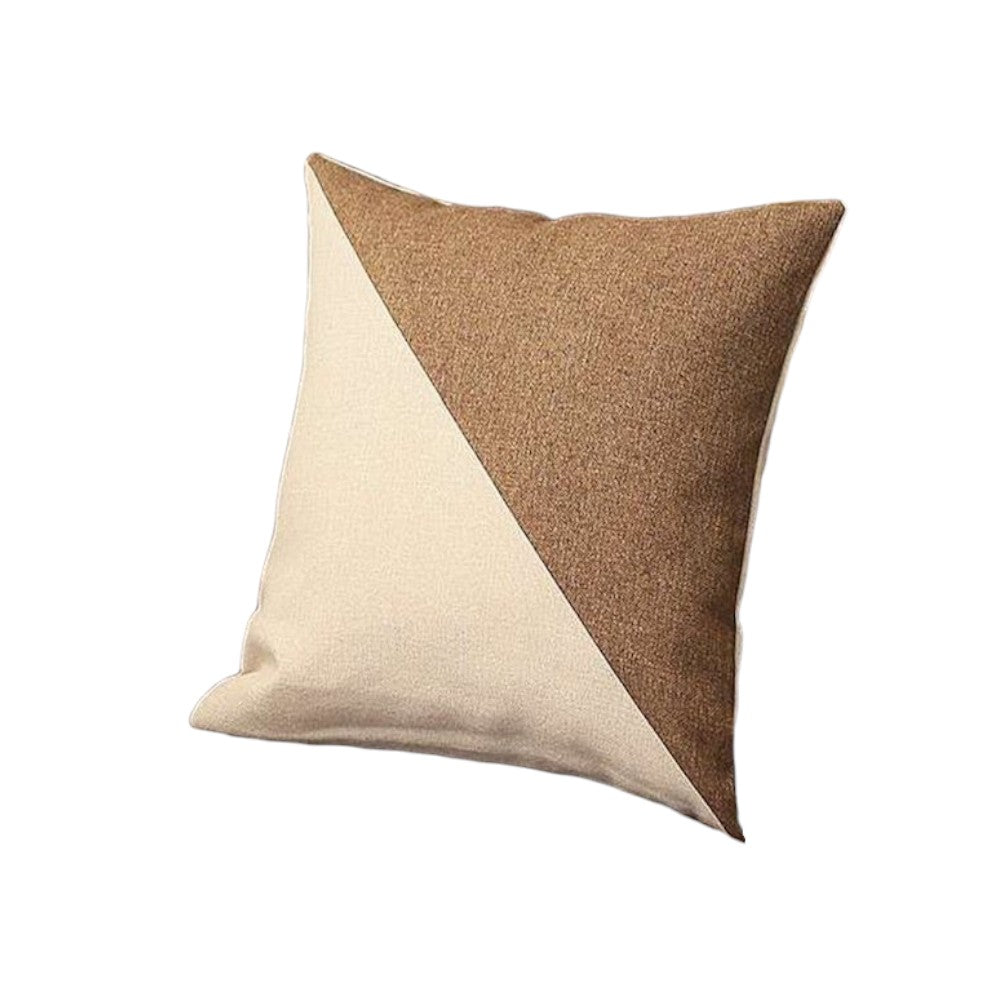 Set of Four 18" Ivory and Brown Color Block Fabric Throw Pillows-2