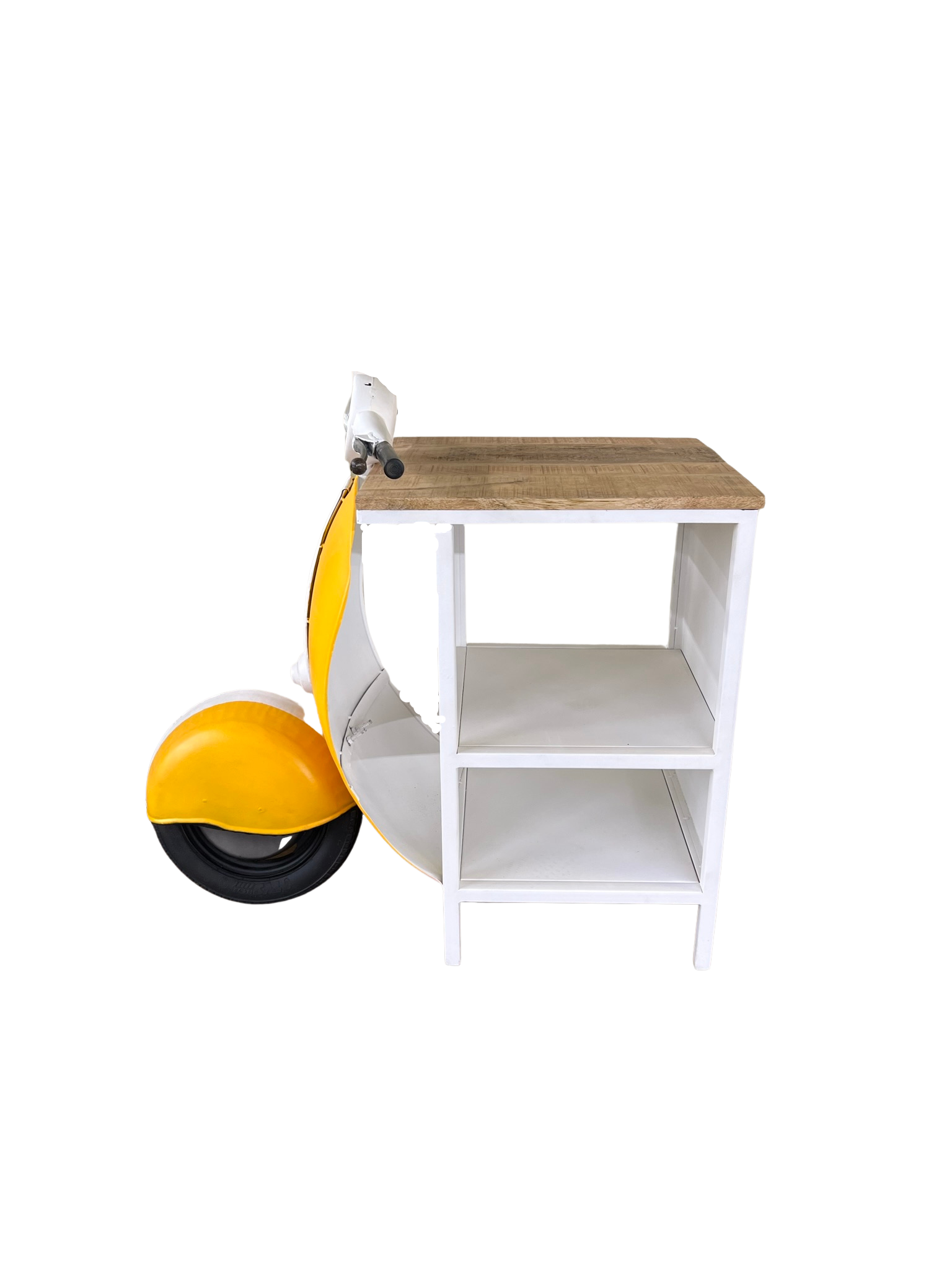 Yellow Wood And Metal Mini Scooter End or Side Table-1