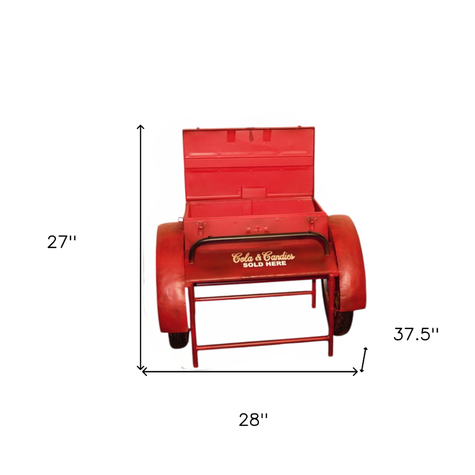 Retro Red Metal Delivery Box Accent Side Table-2